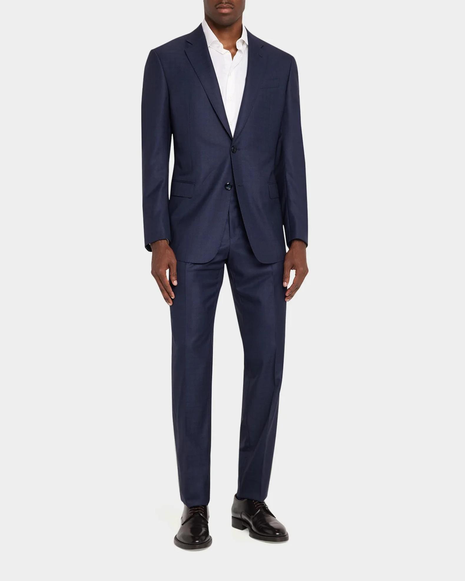 GIORGIO ARMANI スーツ　ネイビー　レーヨン　シルク　イタリア製 Giorgio Armani Men's Soft Line Textured Wool Two-Piece Suit