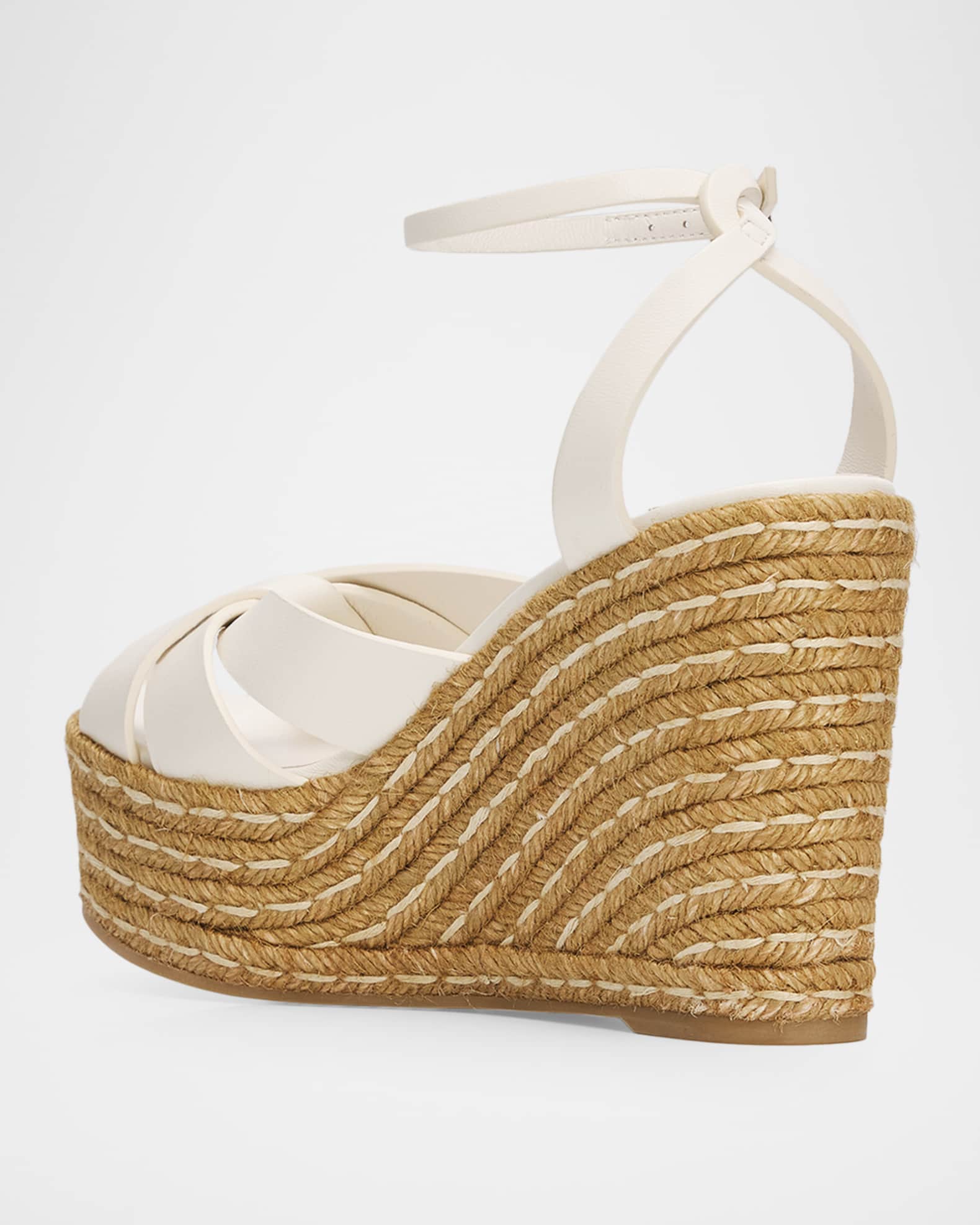 Jimmy Choo 100mm Korra Leather Espadrille Platform Sandals
