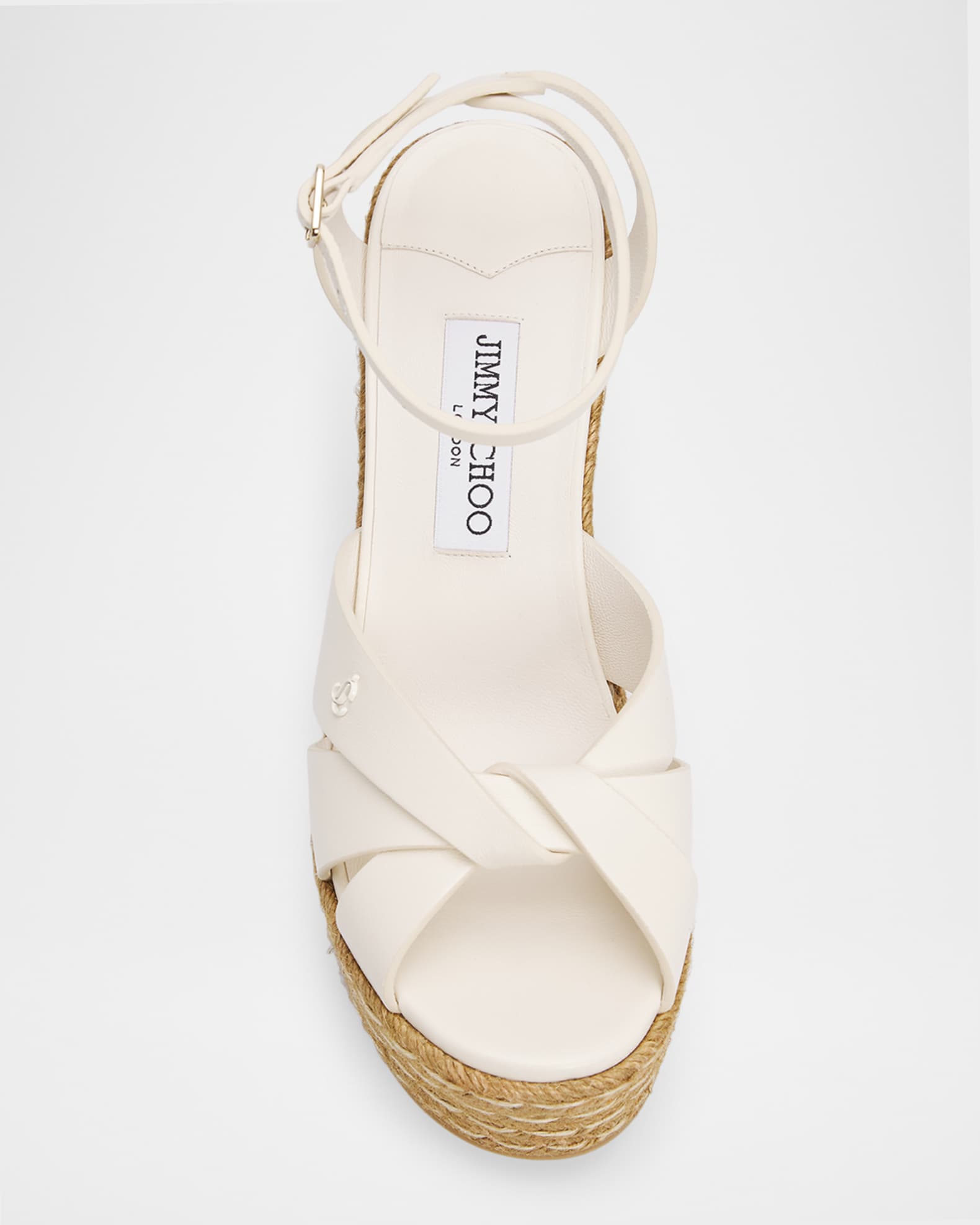Jimmy Choo 100mm Korra Leather Espadrille Platform Sandals