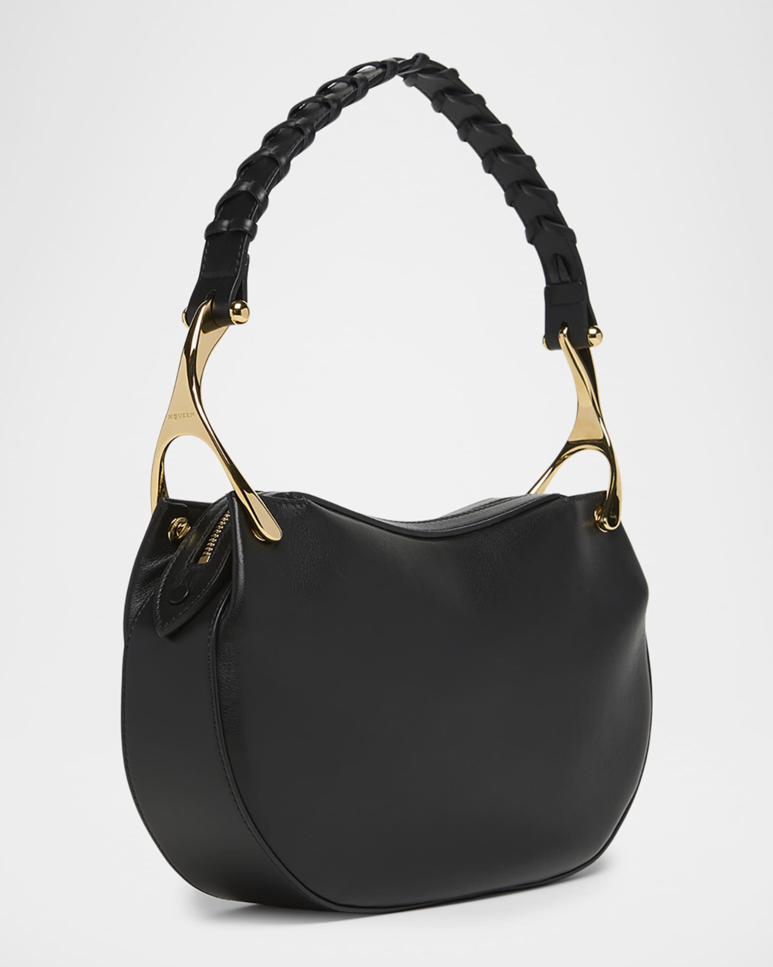 McQueen Wishbone Sculptural Leather Shoulder Bag | Neiman Marcus