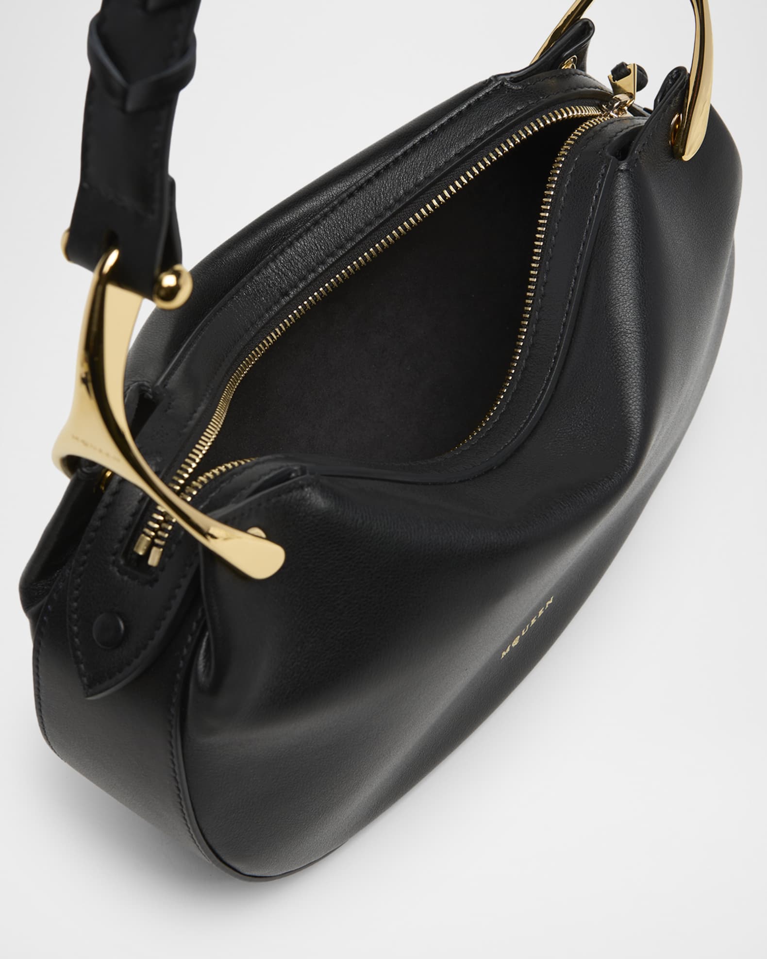 McQueen Wishbone Sculptural Leather Shoulder Bag | Neiman Marcus