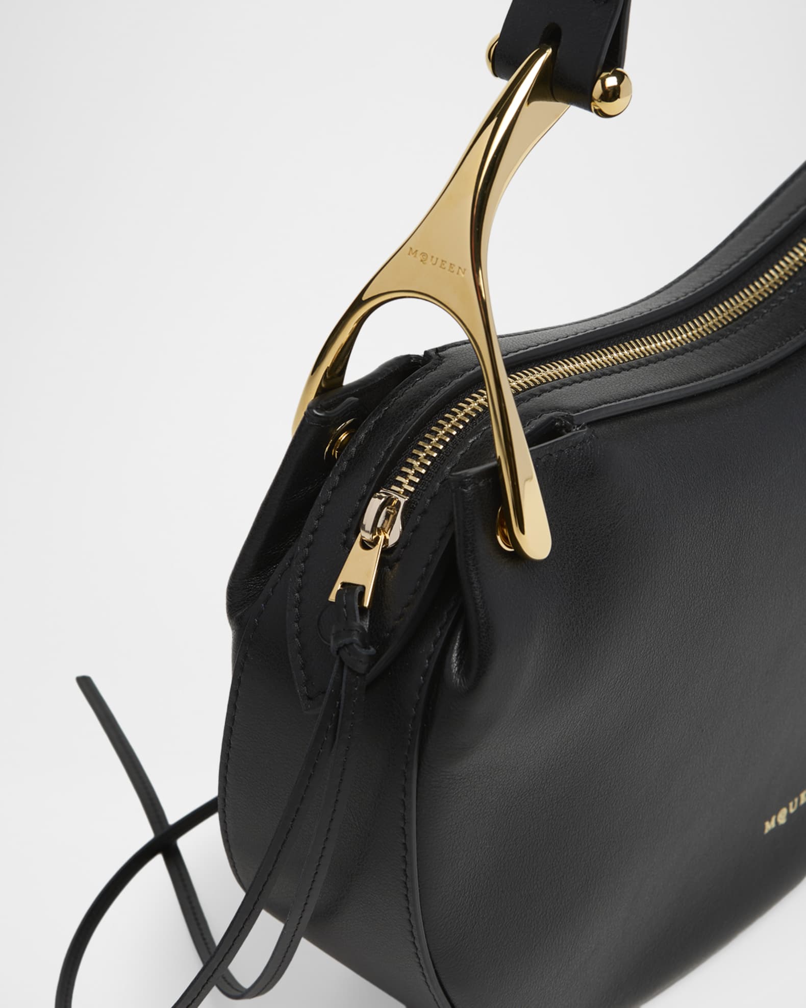 McQueen Wishbone Sculptural Leather Shoulder Bag | Neiman Marcus