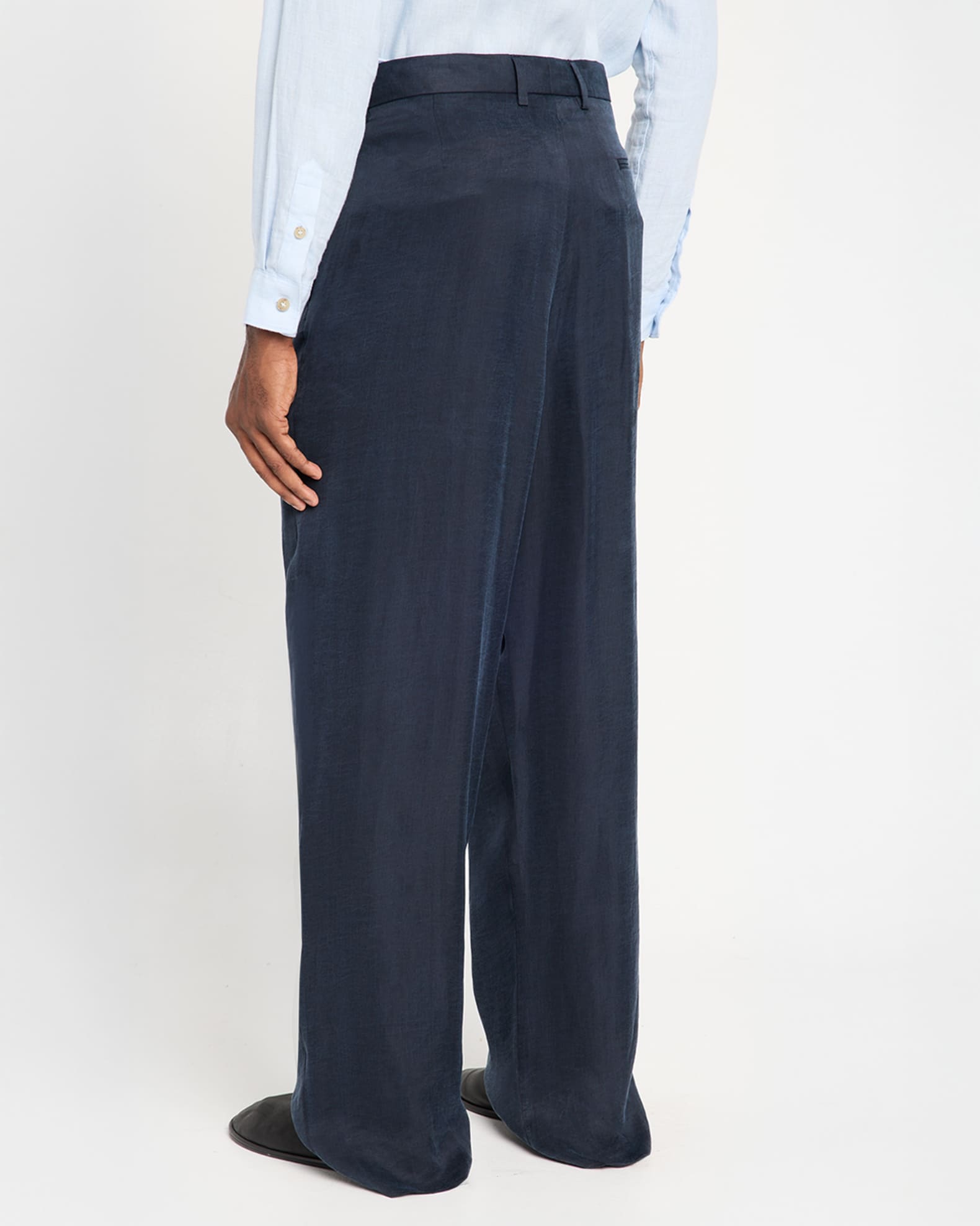 Giorgio Armani Men's Cotton and Lyocell Pleated Wide-Leg Trousers