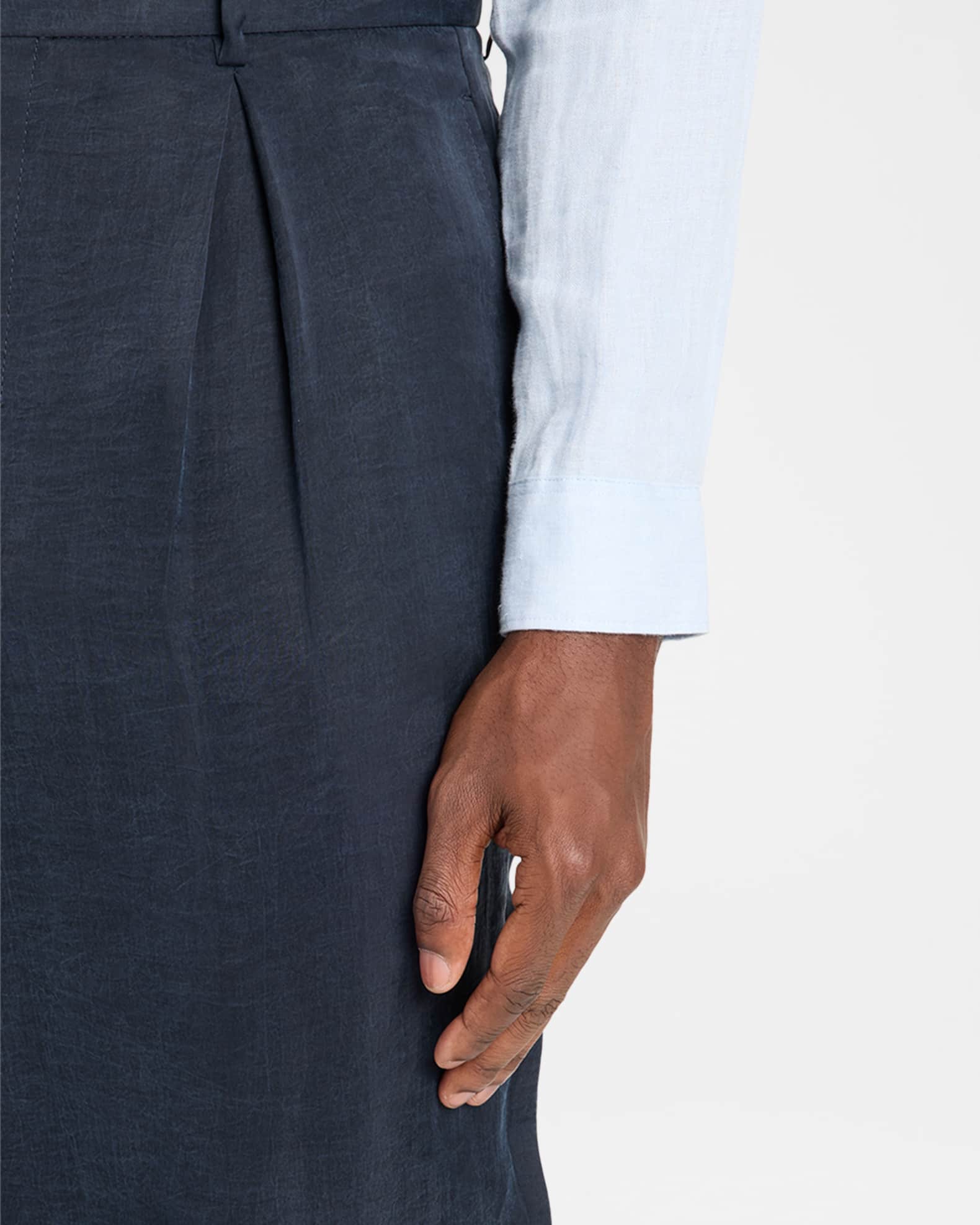 Giorgio Armani Men's Cotton and Lyocell Pleated Wide-Leg Trousers