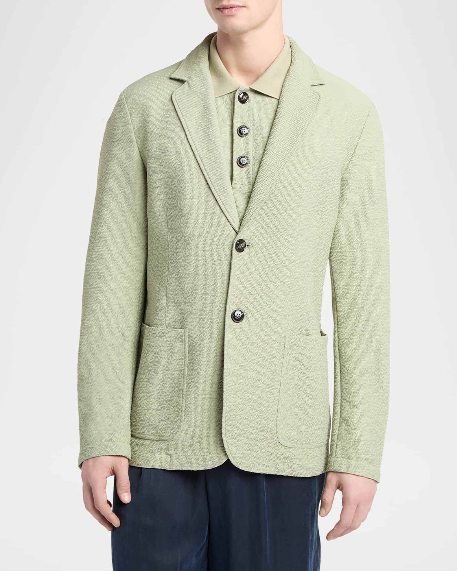 Giorgio Armani Men's Seersucker Patch-Pocket Blazer | Neiman Marcus