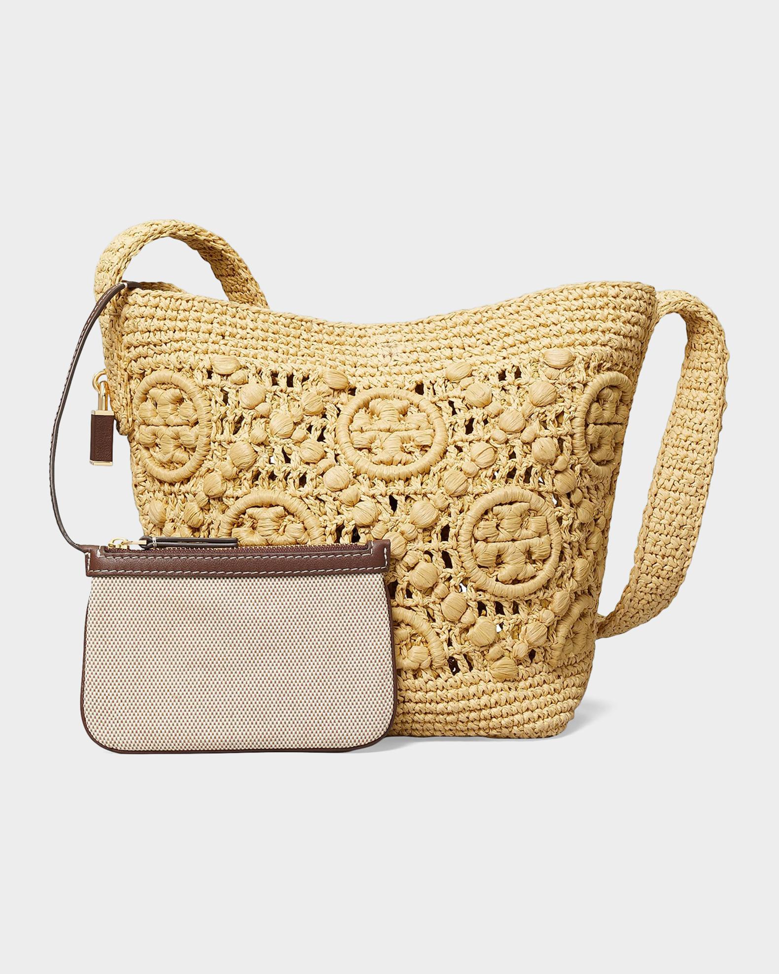 Tory Burch Lock Medium Monogram Crochet Bucket Bag | Neiman Marcus