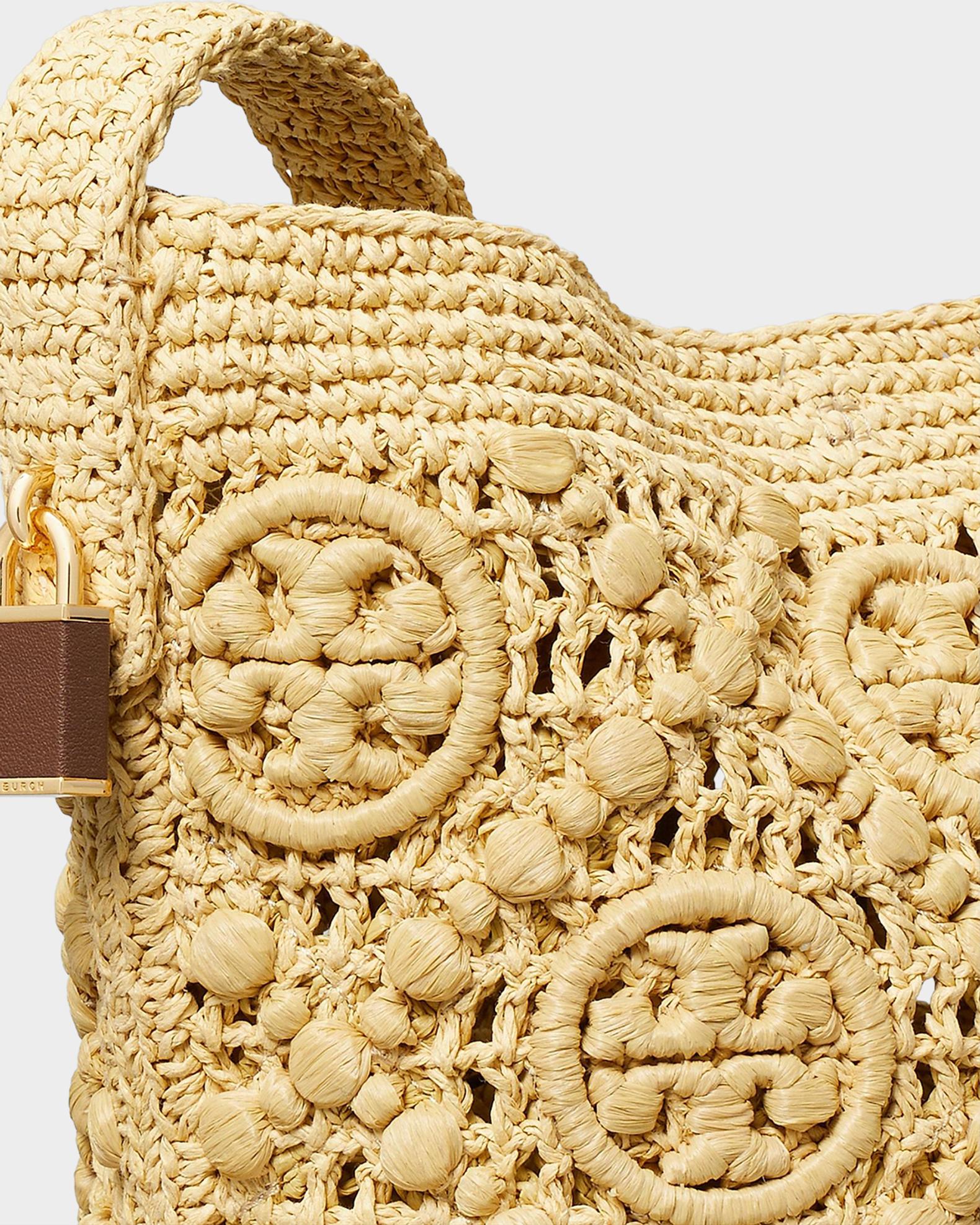 Tory Burch Lock Medium Monogram Crochet Bucket Bag | Neiman Marcus