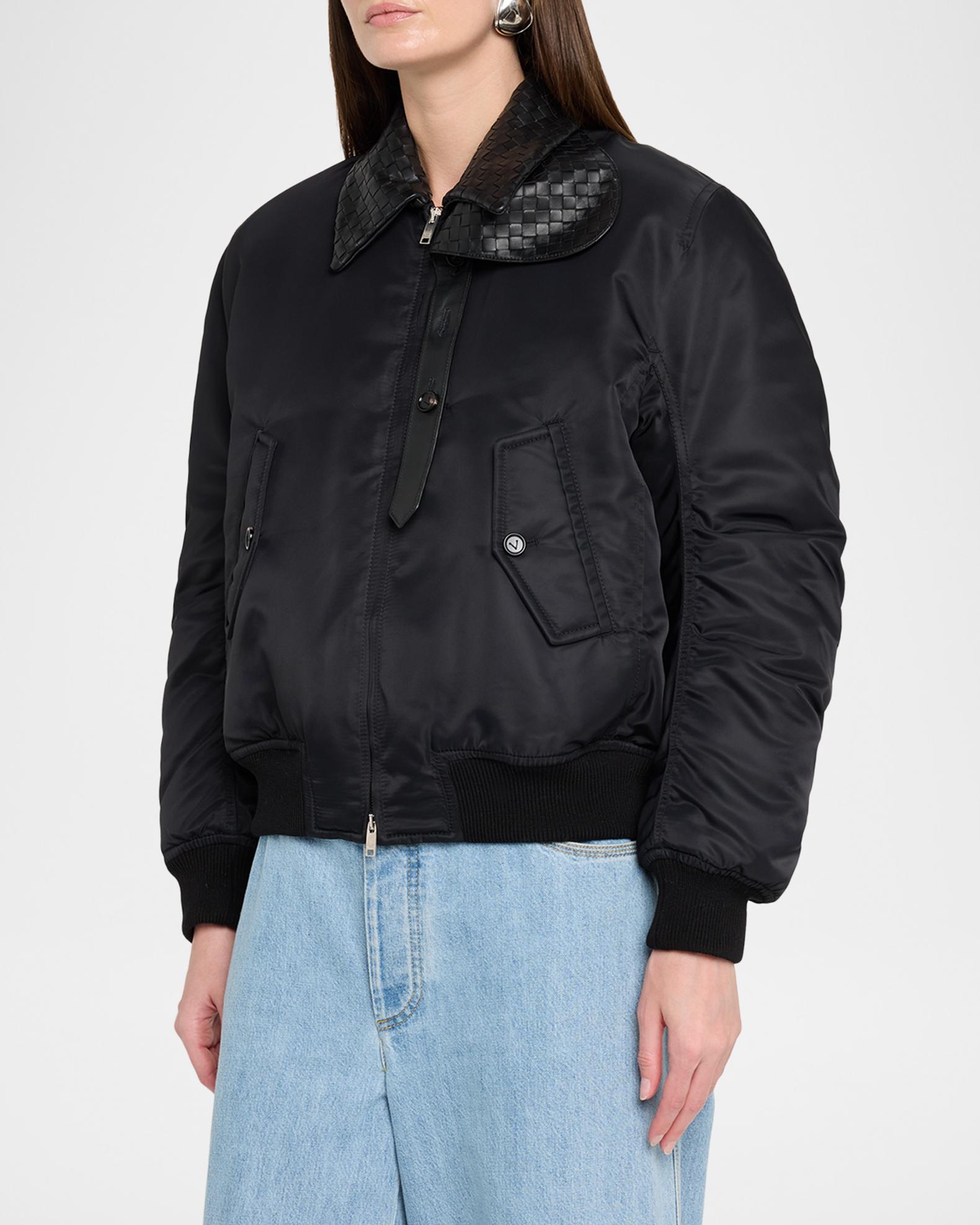 Bottega Veneta Intrecciato Collar Blouson Bomber Jacket | Neiman