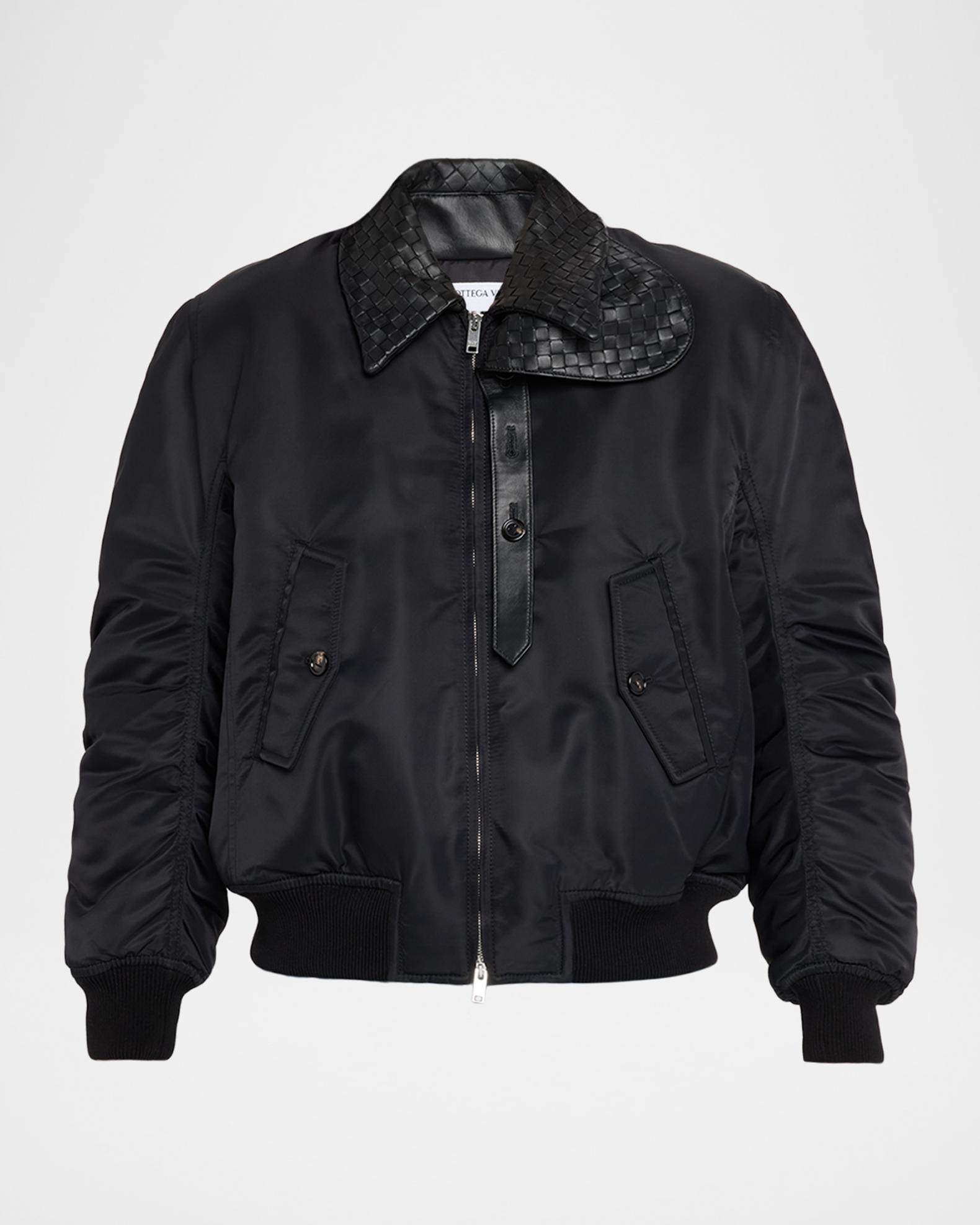 Bottega Veneta Intrecciato Collar Blouson Bomber Jacket | Neiman