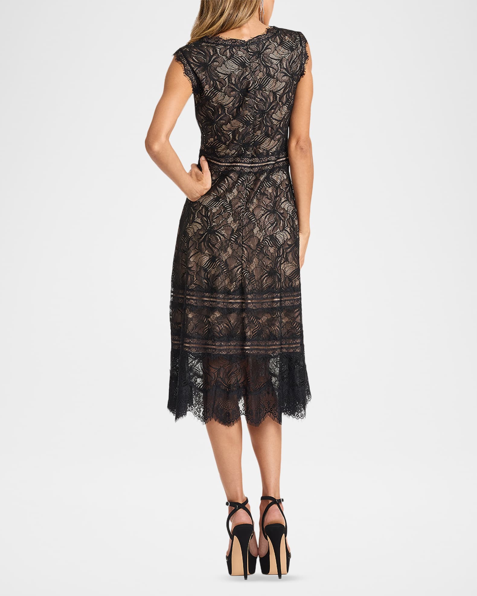 Tadashi Shoji Sleeveless Lace Fit-&-Flare Midi Dress | Neiman Marcus