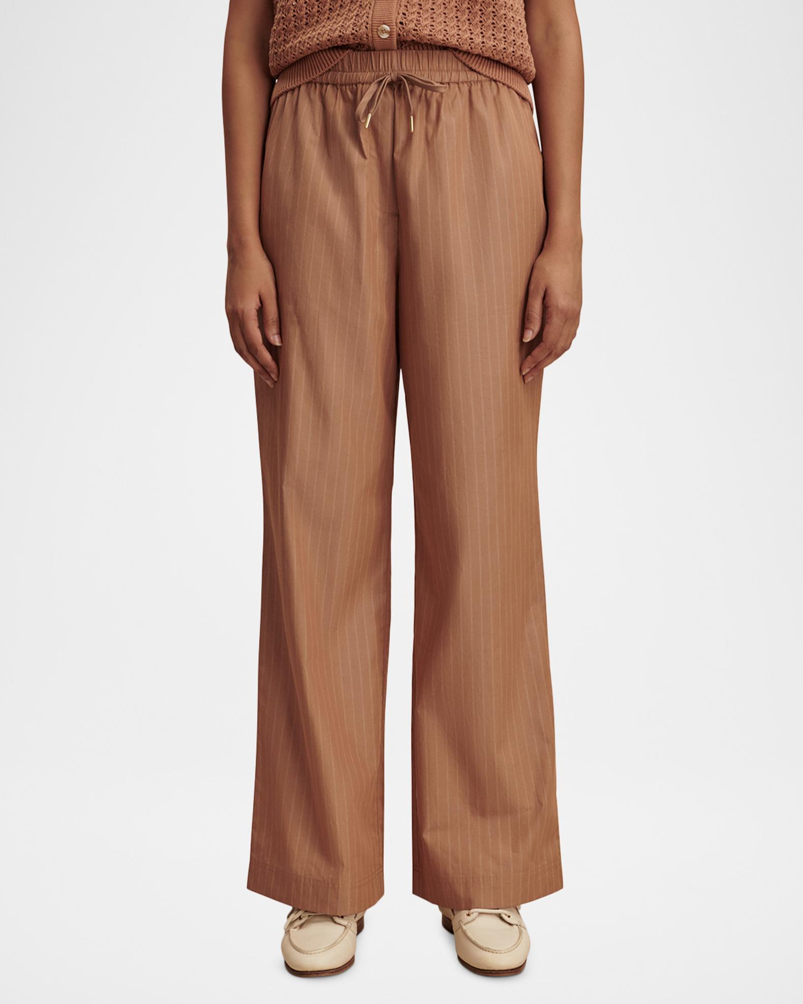 Varley Rowan Striped Cotton High-Rise Straight-Leg Pants | Neiman Marcus