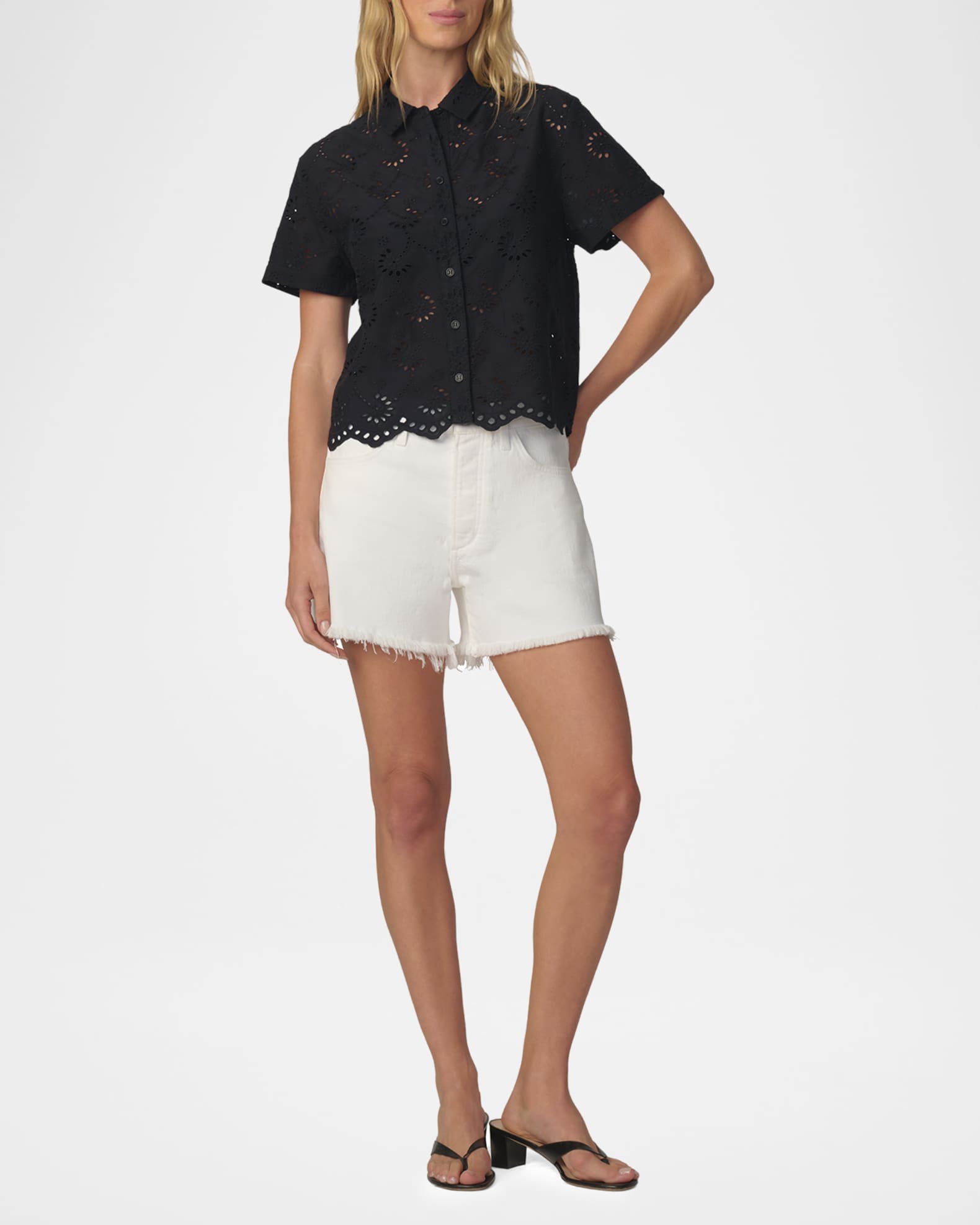 Joe's Jeans The Eyelet Short-Sleeve Shirt | Neiman Marcus