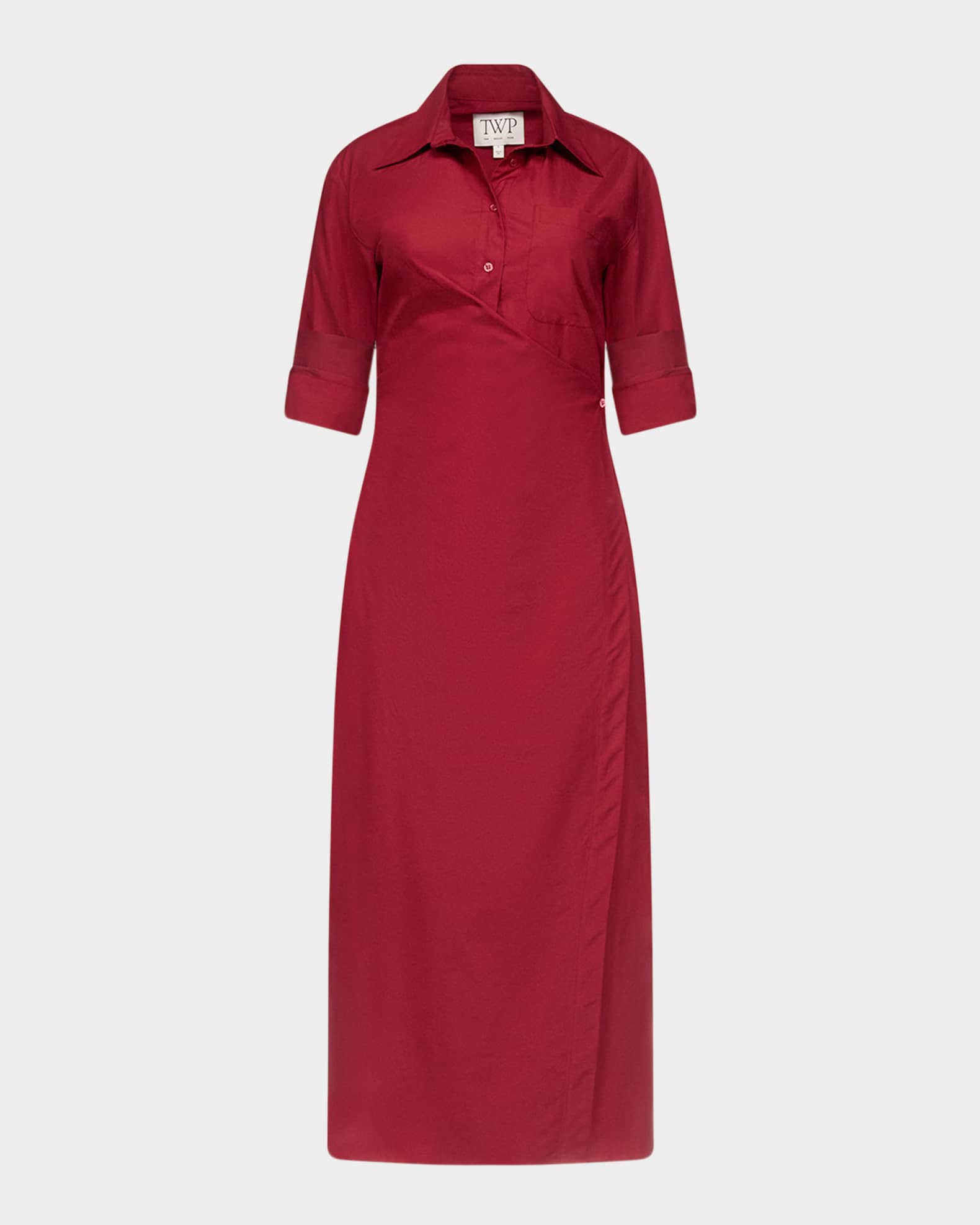 twp shirt dress TWP Women's New Earl Dress in Superfine Cotton - Karanda Red