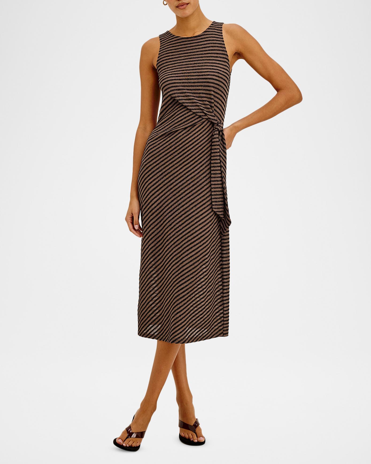 Rails Ricky Stripe Side-Tie Midi Dress | Neiman Marcus