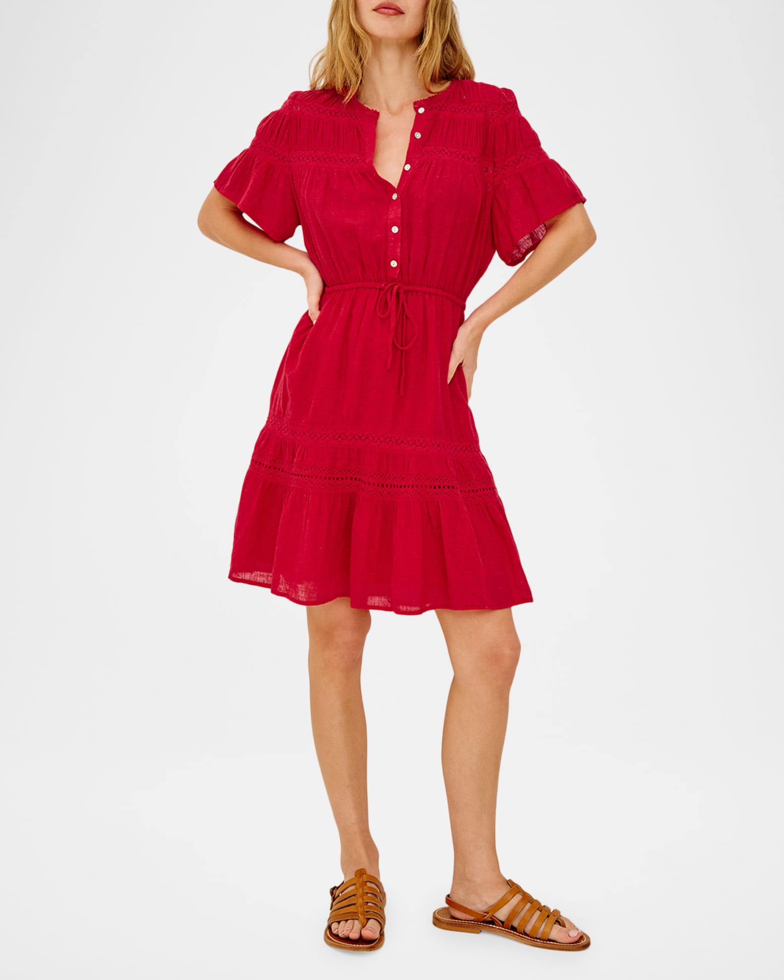 short red linen dress Dollie Linen Mini Dress Red