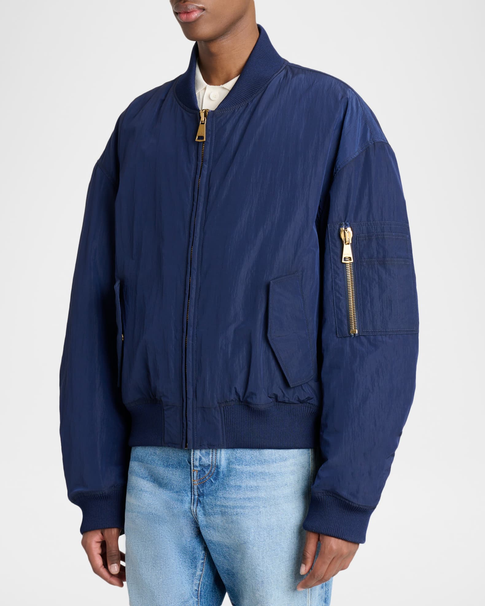 Balmain Men's Vintage Embroidered Bomber Jacket | Neiman Marcus