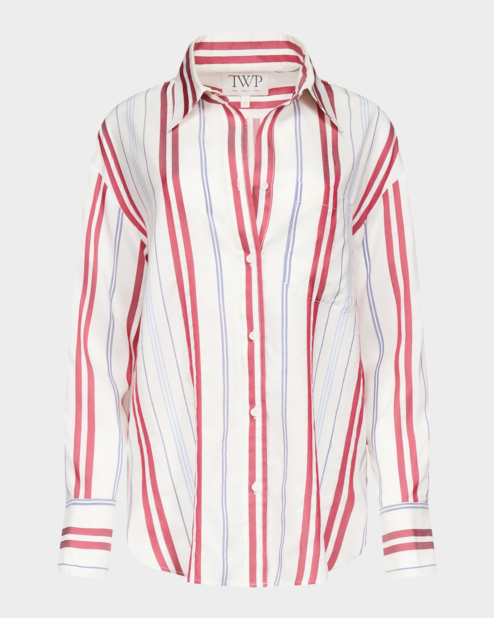 TWP Big Joe Striped Silk Button-Front Shirt | Neiman Marcus