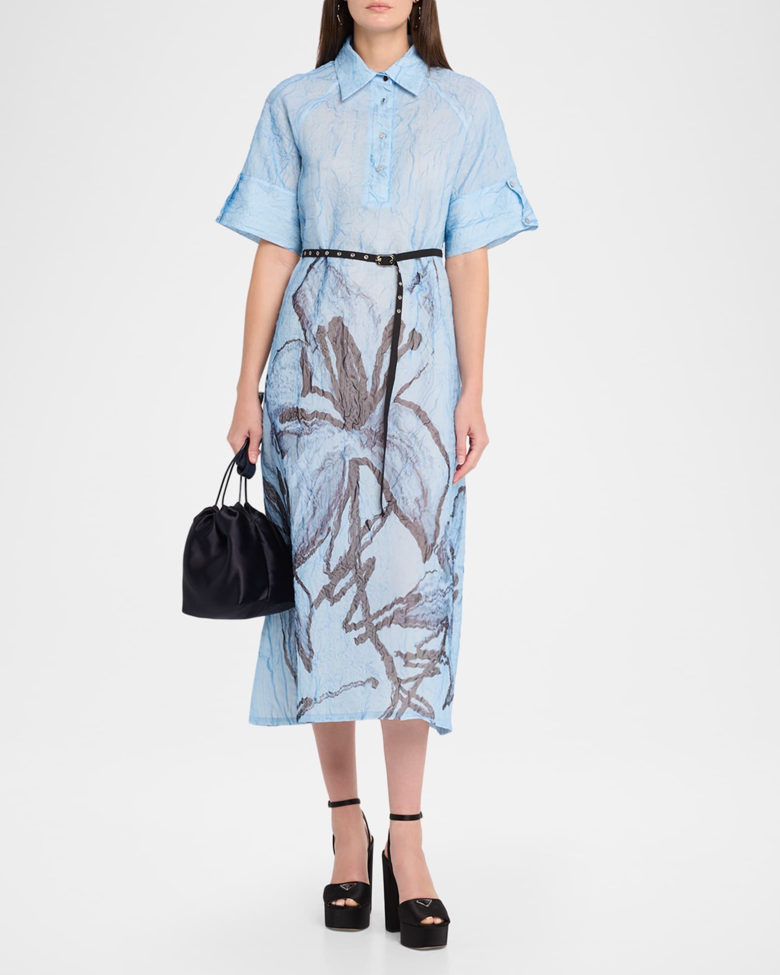 silk midi shirt dress Quince Women's Stretch Silk Midi Shirt Dress, Forest Green, Size XS