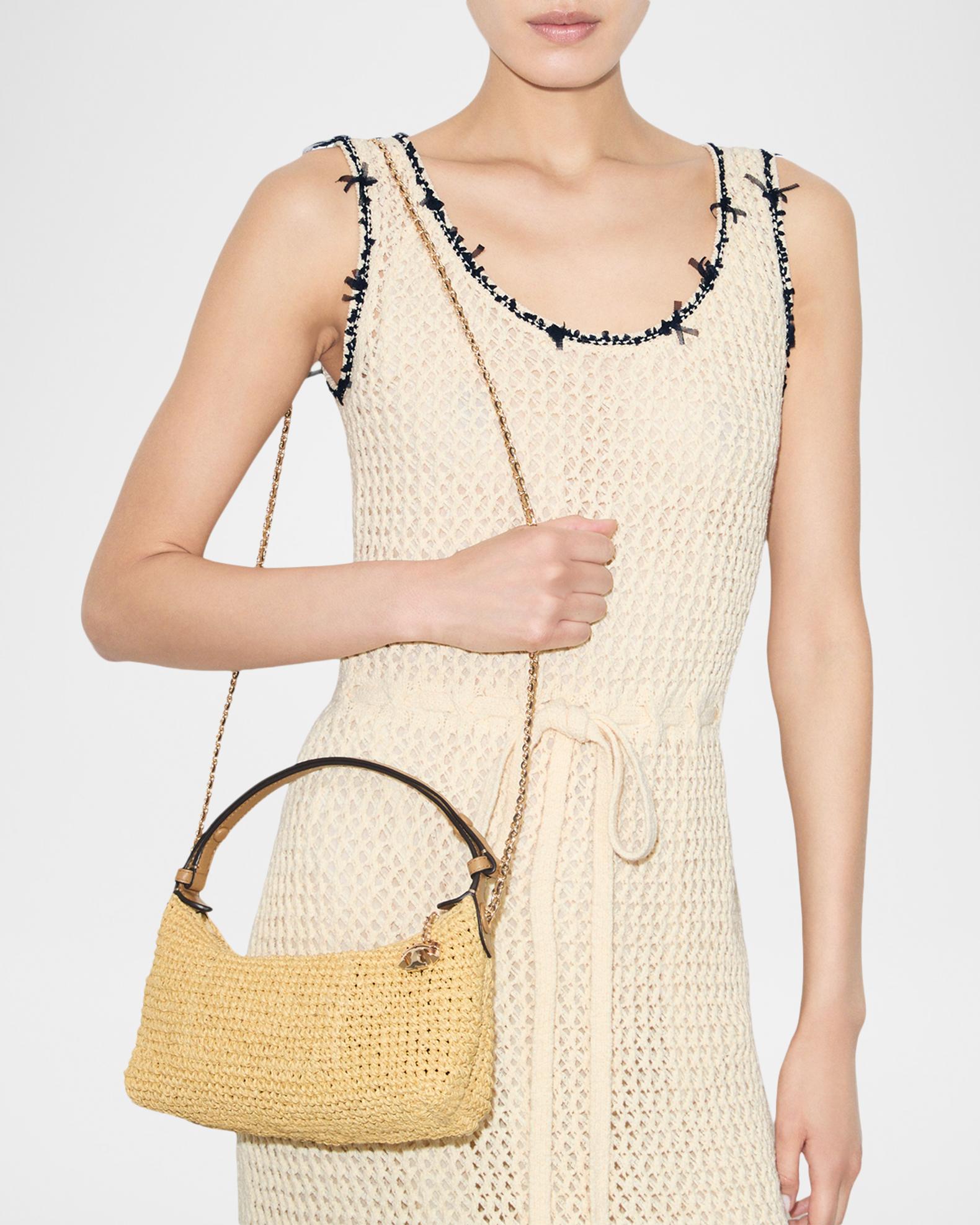 Tory Burch Fleming Crochet Raffia Pochette | Neiman Marcus