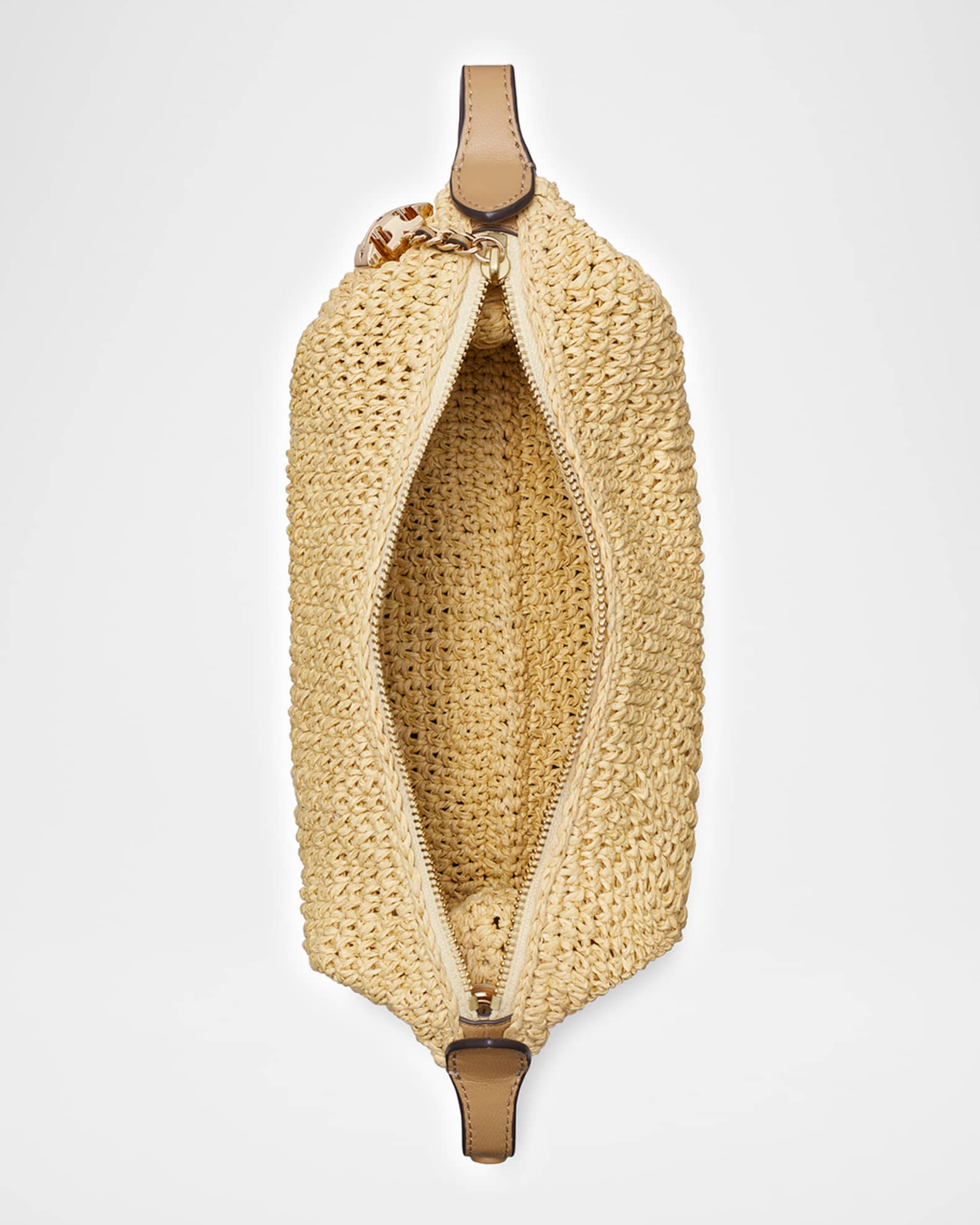 Tory Burch Fleming Crochet Raffia Pochette | Neiman Marcus
