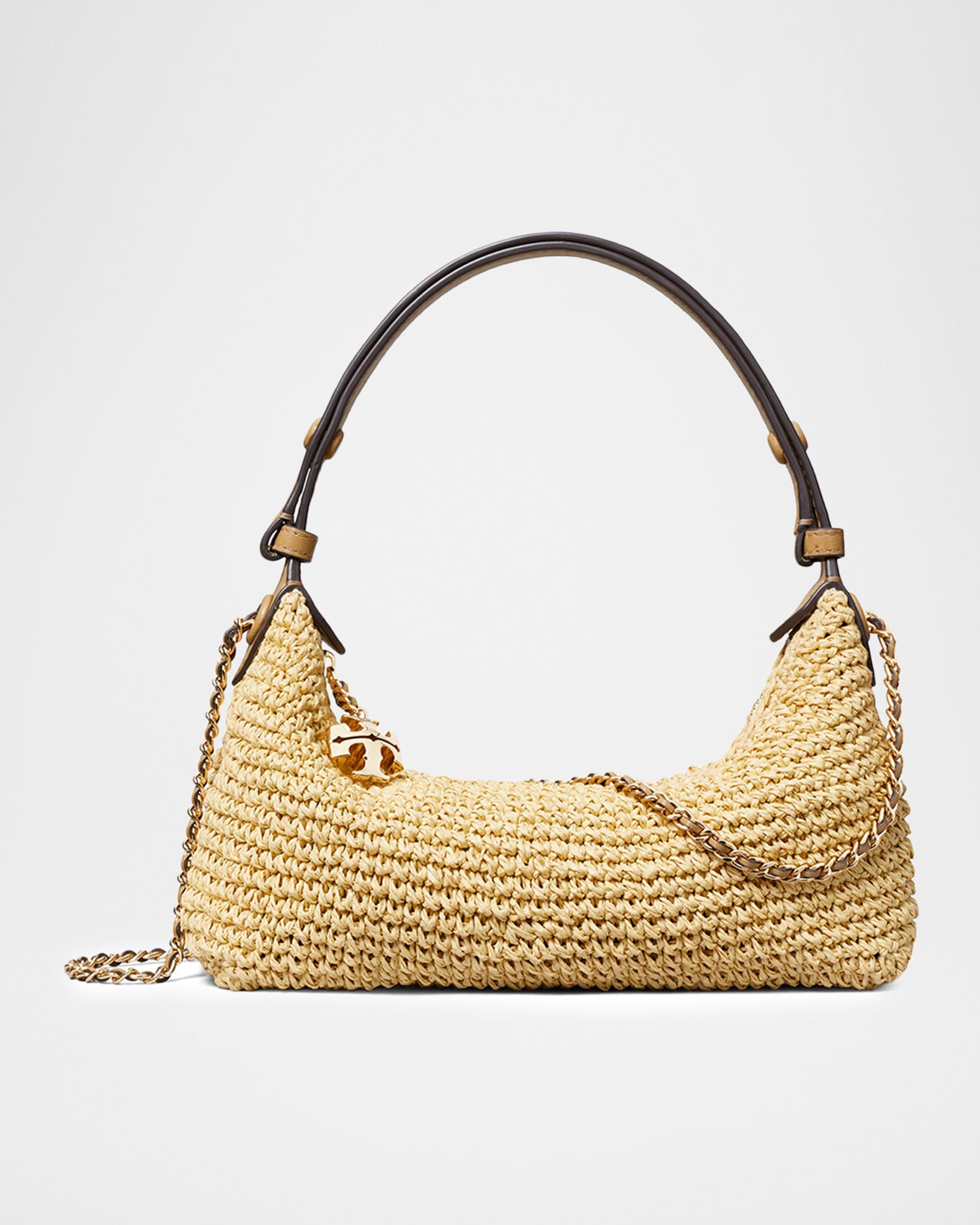 Tory Burch Fleming Crochet Raffia Pochette | Neiman Marcus