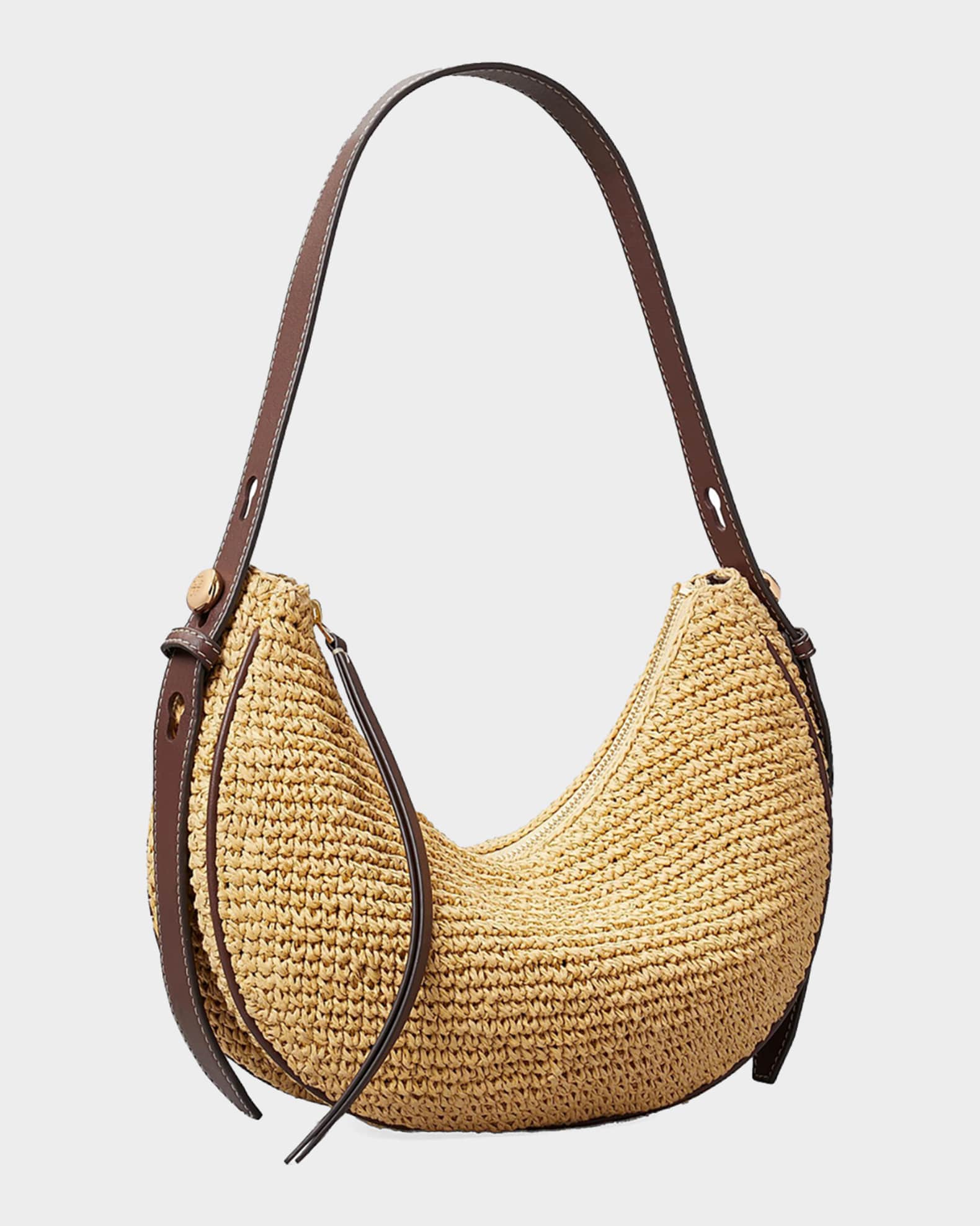 Tory Burch Romy Crochet Half-Moon Shoulder Bag | Neiman Marcus
