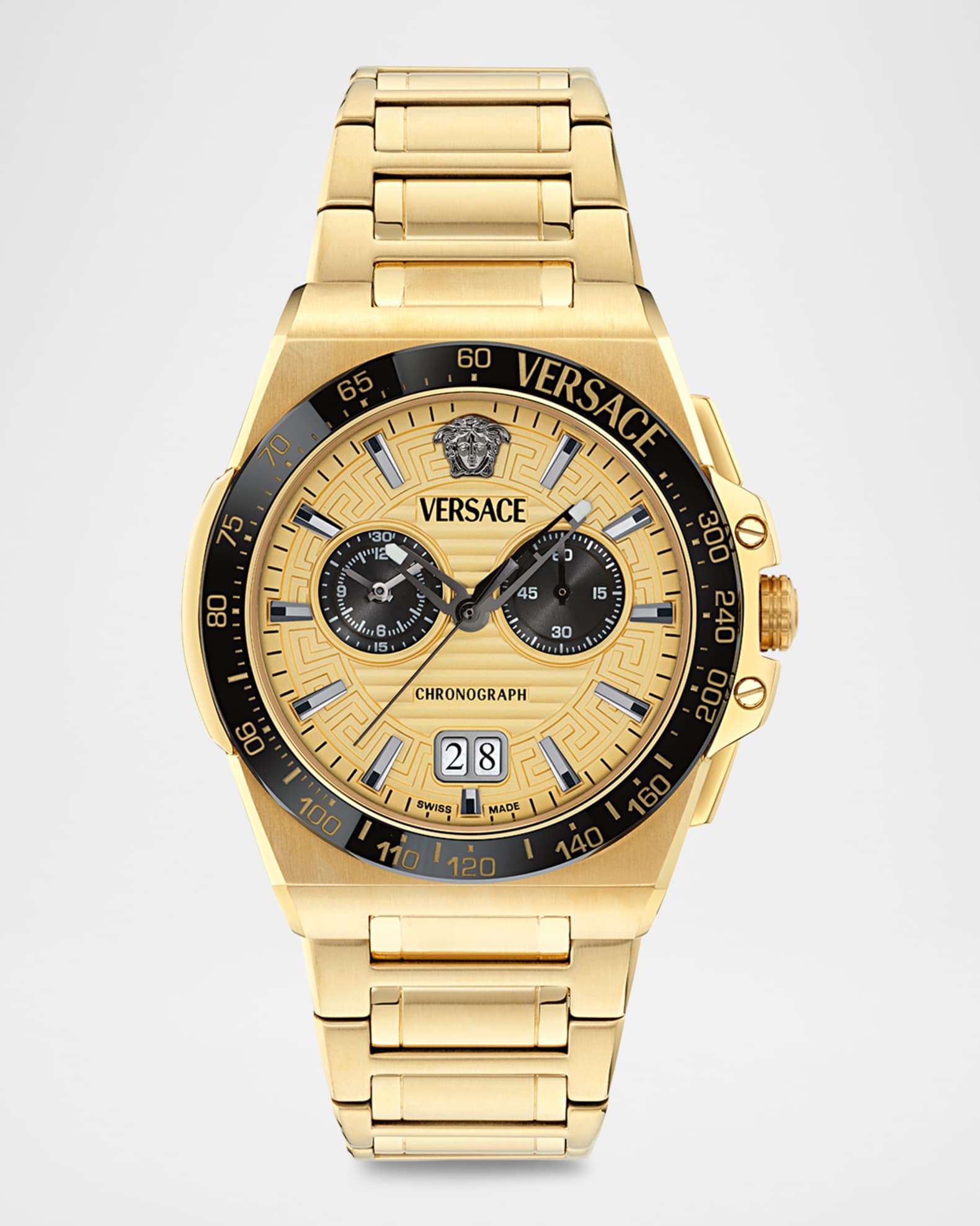Versace Collection Men's Greca Reaction 43mm Ion Yellow Gold