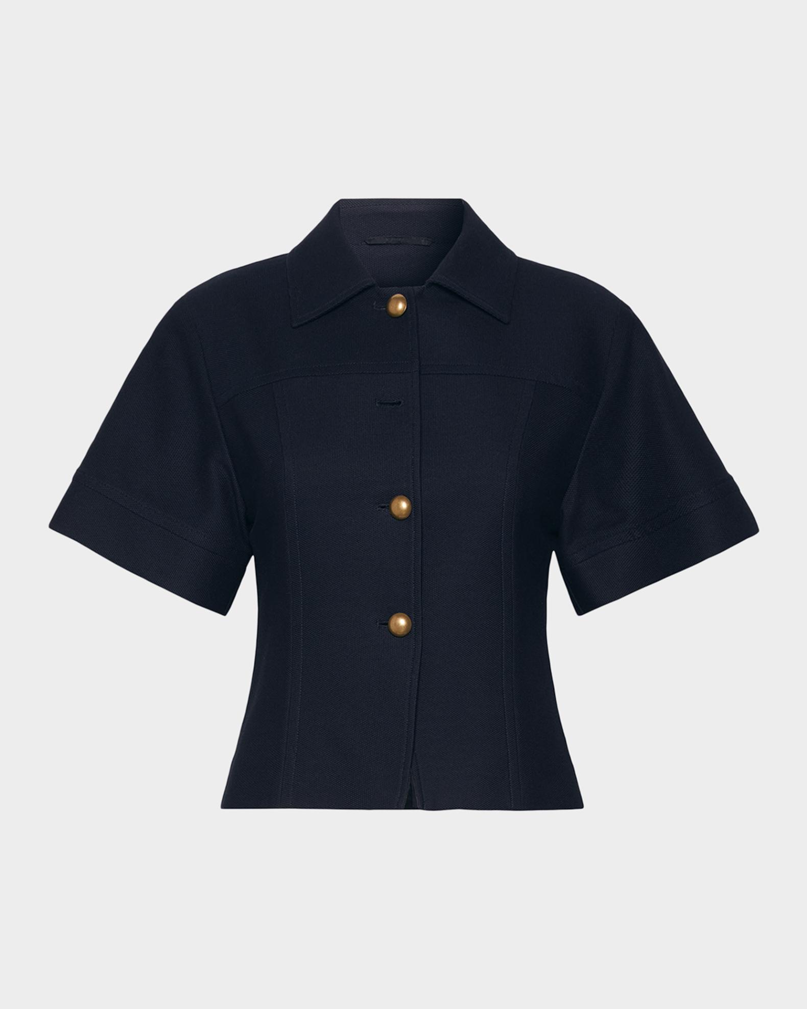 Max Mara Risorsa Short-Sleeve Pique Shirt Jacket | Neiman Marcus