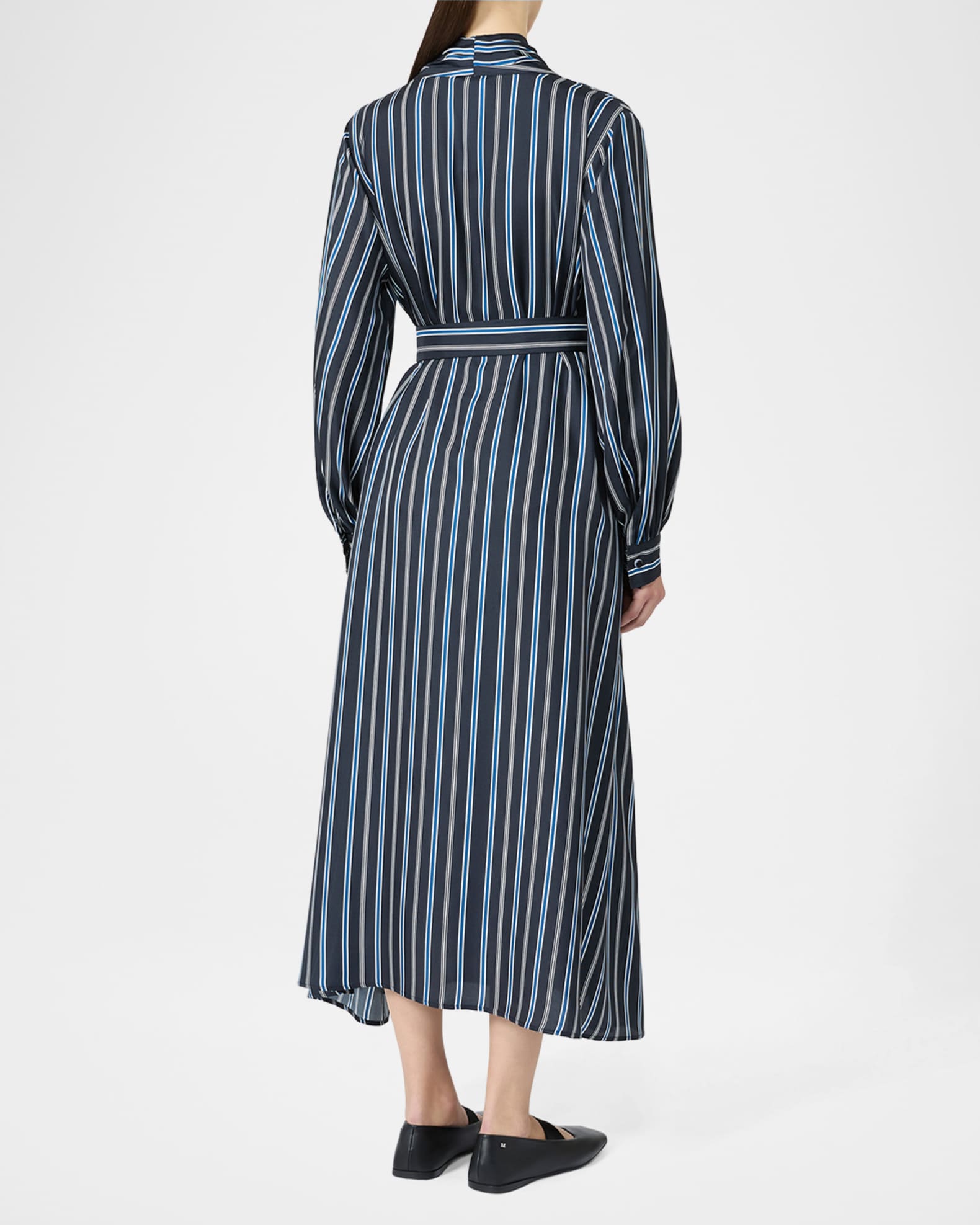 max mara striped shirt dress Long-Sleeve Striped Shirtdress w/ Belt