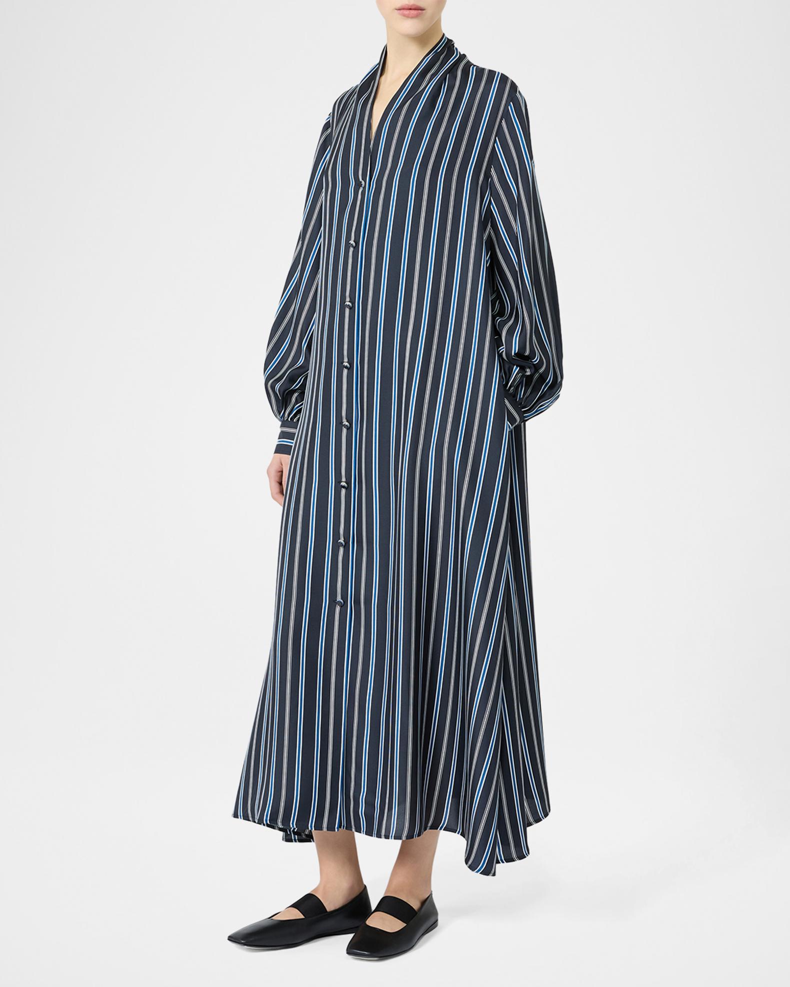 Max Mara Long-Sleeve Striped Shirtdress w/ Belt | Neiman Marcus