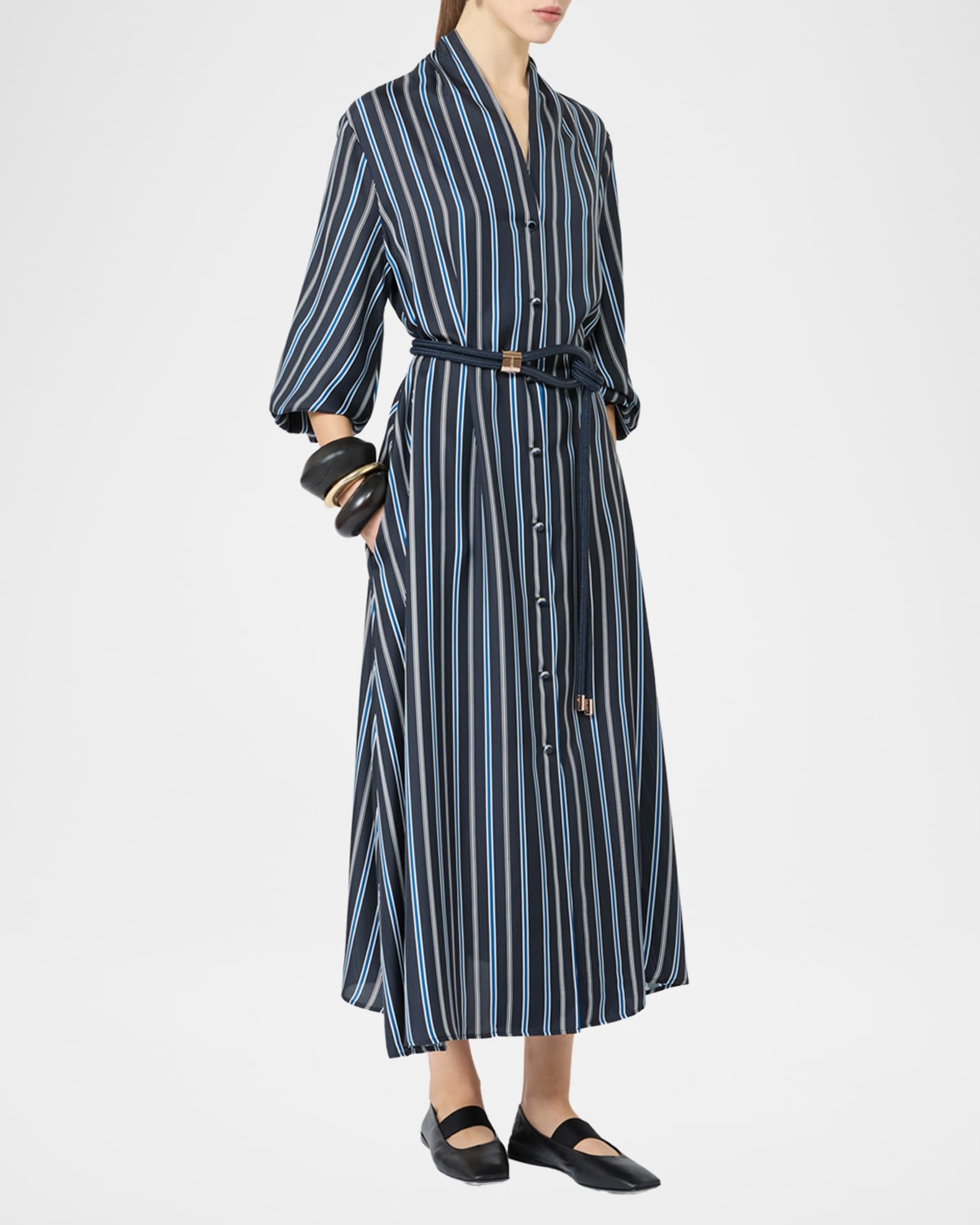 max mara long sleeve dress Max Mara | Woman - Washed silk canvas dress - Ultramarine