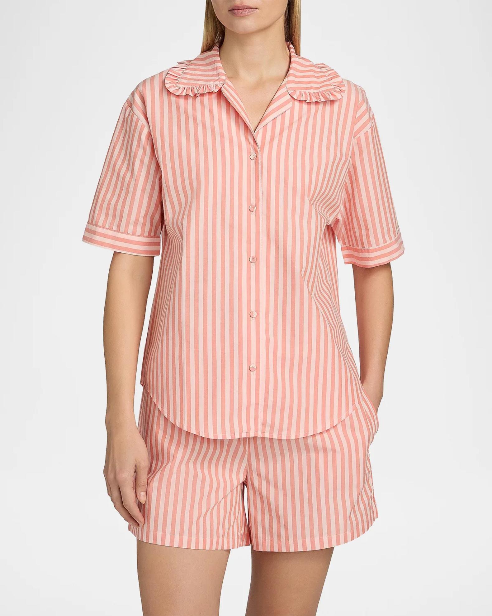 Papinelle Butterscotch Striped Cotton Short Pajamas | Neiman Marcus