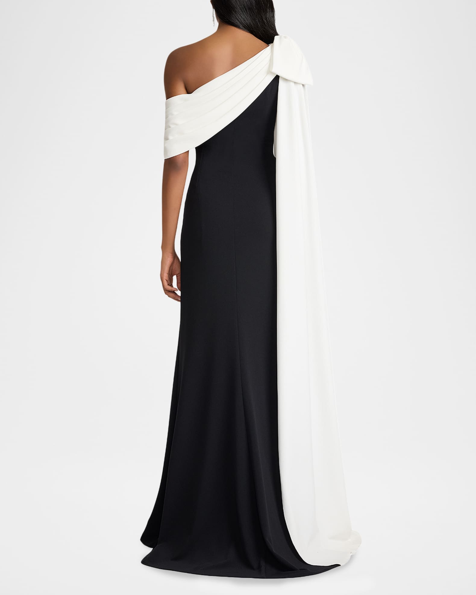 Tadashi Shoji One-Shoulder Draped Crepe Gown | Neiman Marcus