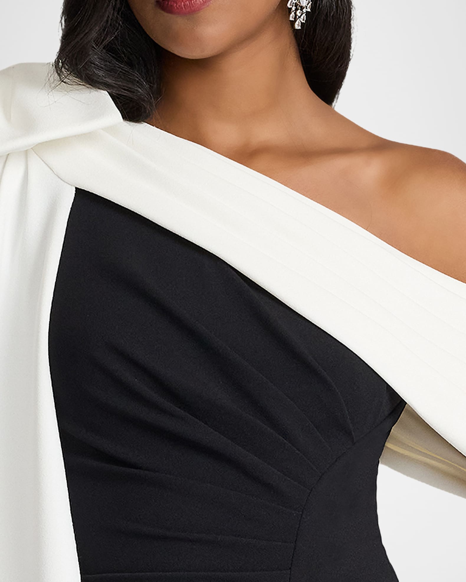 Tadashi Shoji One-Shoulder Draped Crepe Gown | Neiman Marcus