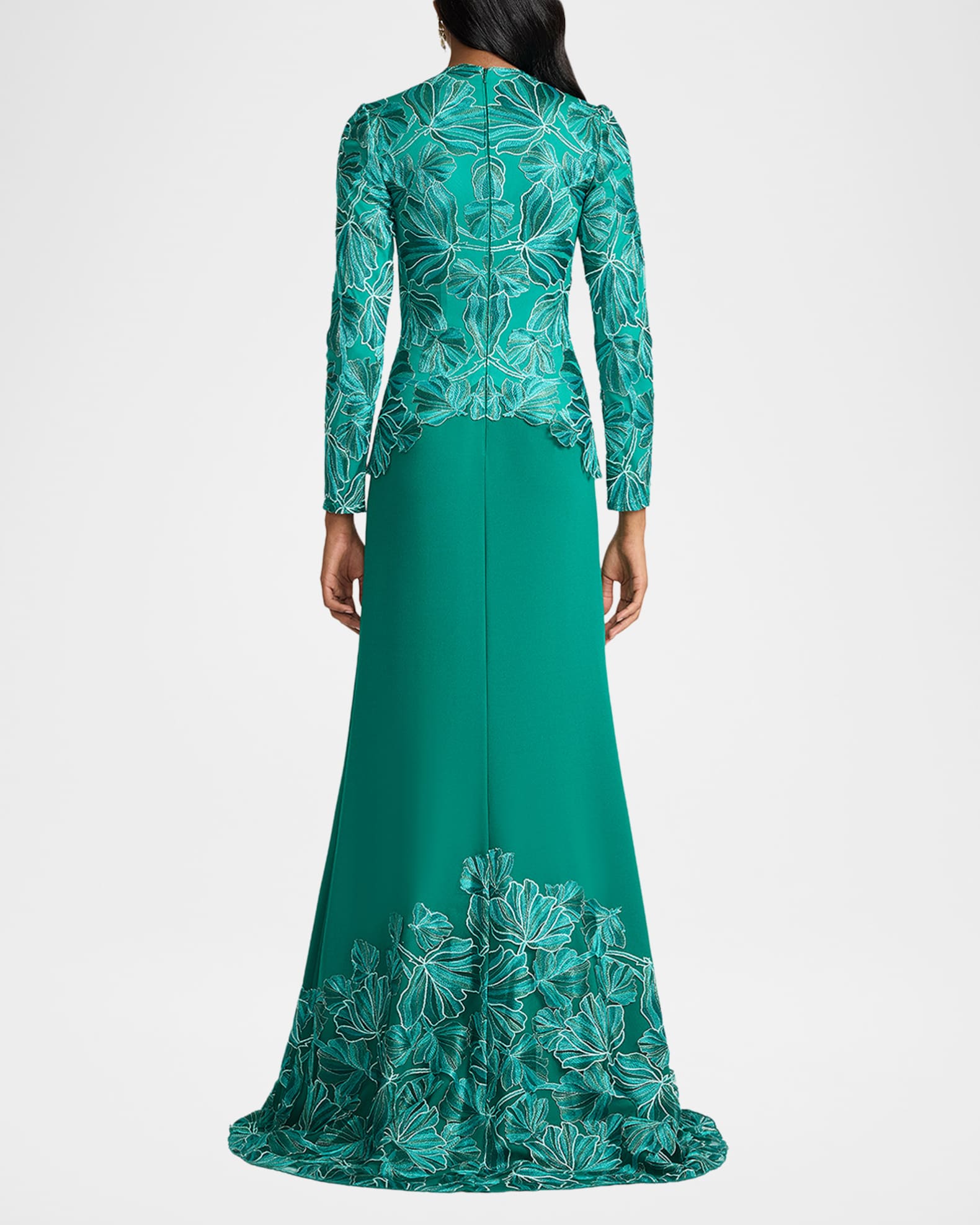 Tadashi Shoji Petal Applique Crepe Gown | Neiman Marcus
