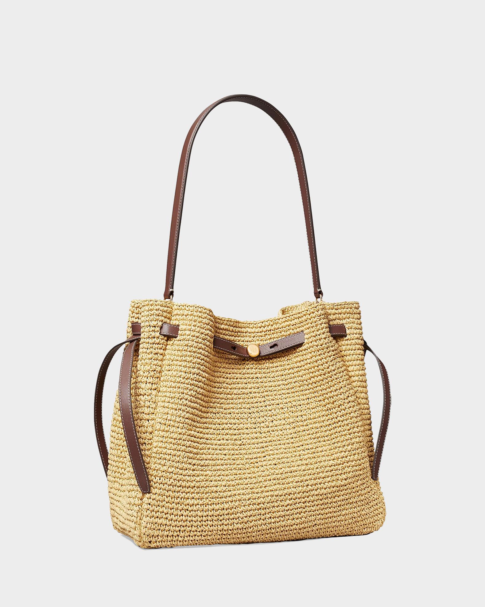 Tory Burch Romy Large Paper Raffia Bucket Bag | Neiman Marcus