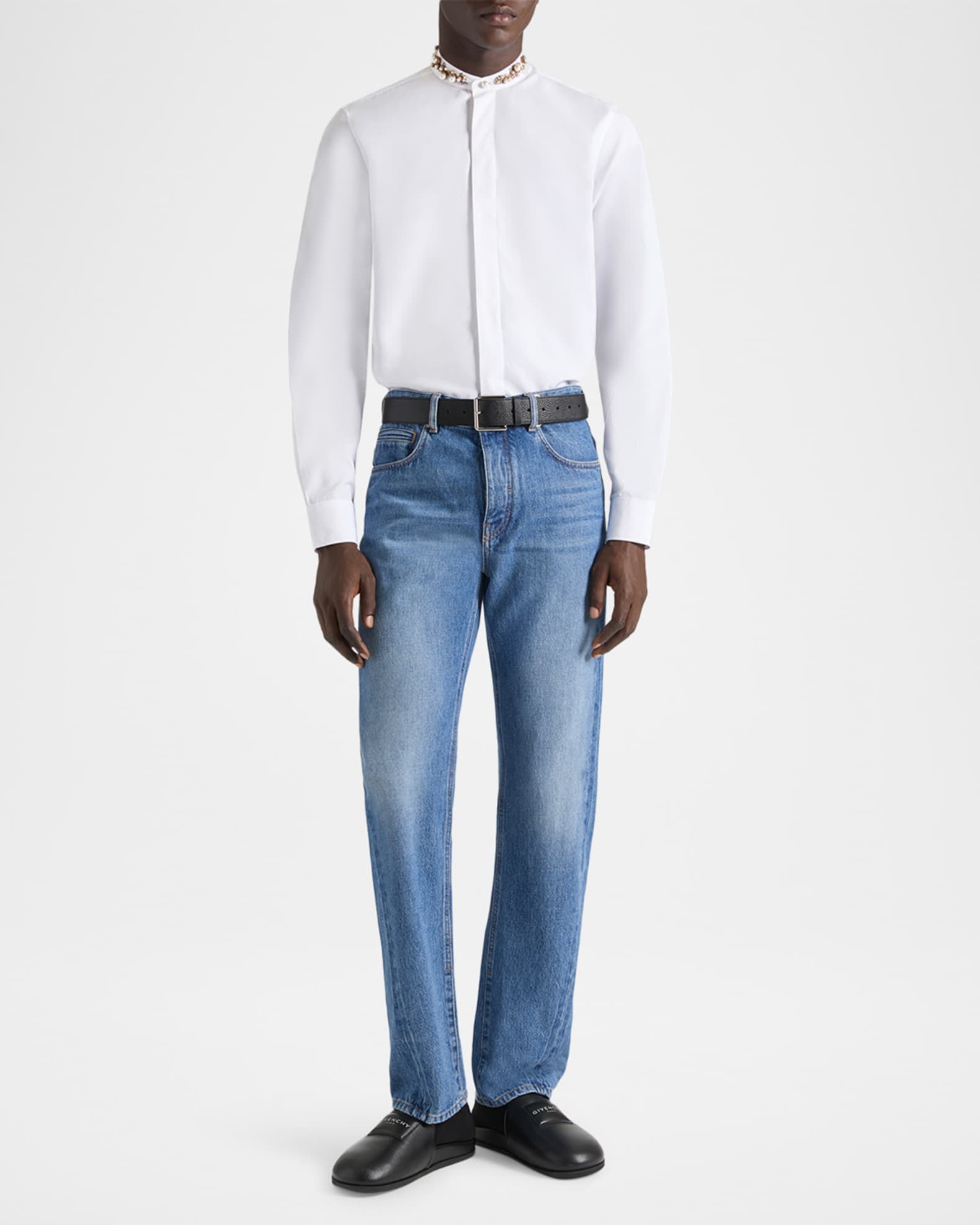 Givenchy Men's Couture Seam Straight Fit Shadow-Washed Jeans