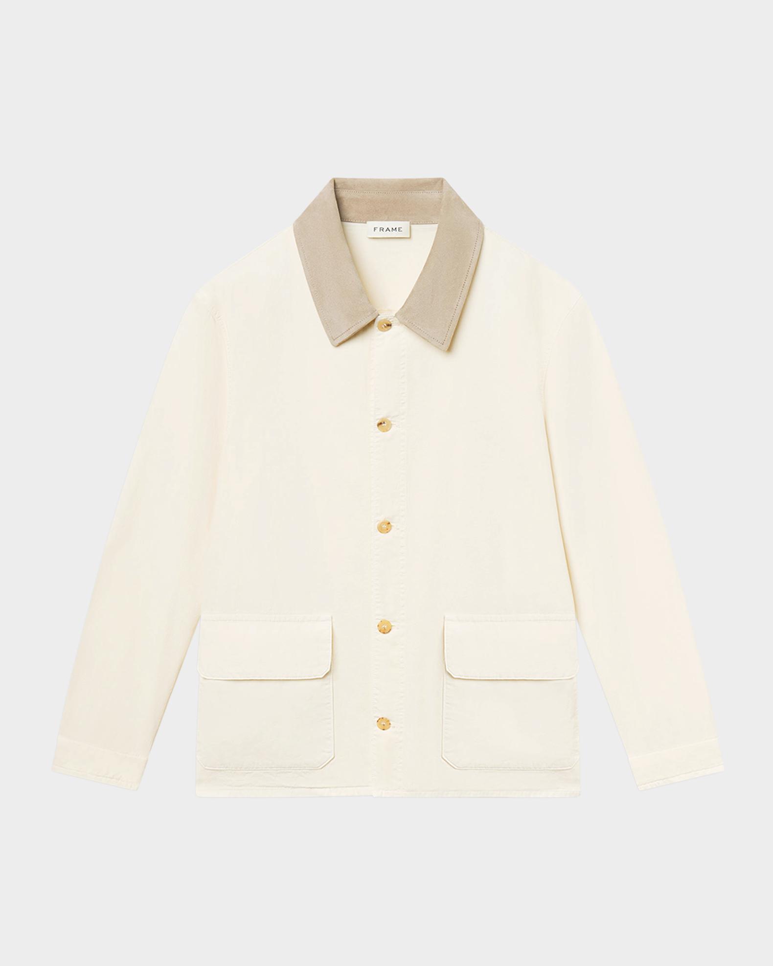 FRAME Men's Corduroy-Collar Canvas Shirt Jacket | Neiman Marcus