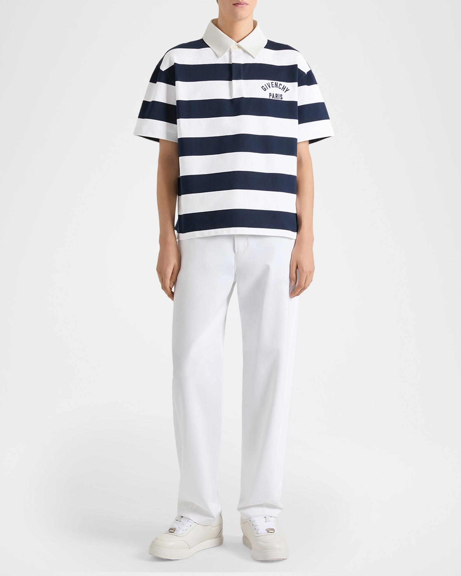 Givenchy Men's Sailor Stripe Logo Cotton Polo Shirt | Neiman Marcus