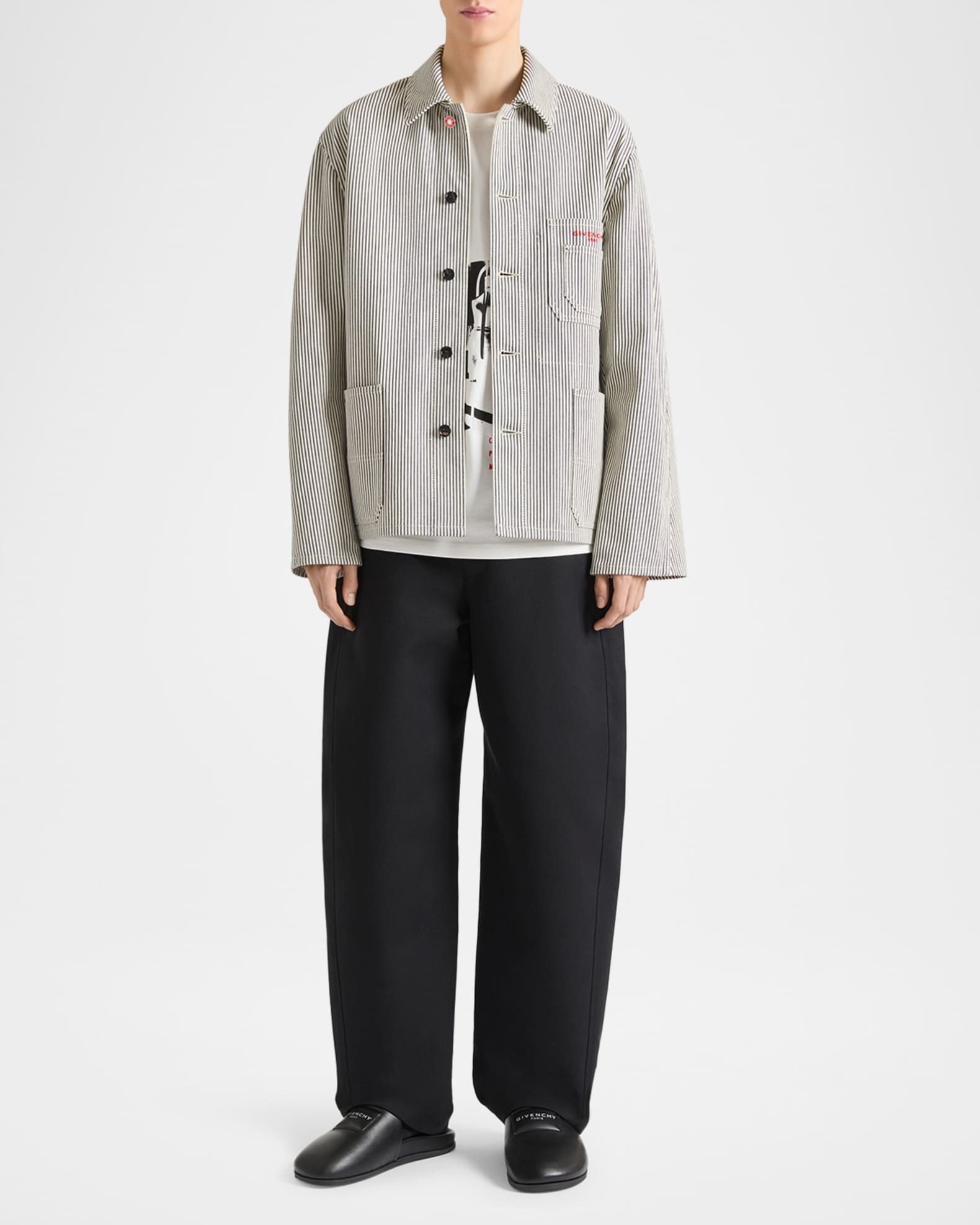 Givenchy Men's Couture Seam Stripe Denim Jacket | Neiman Marcus