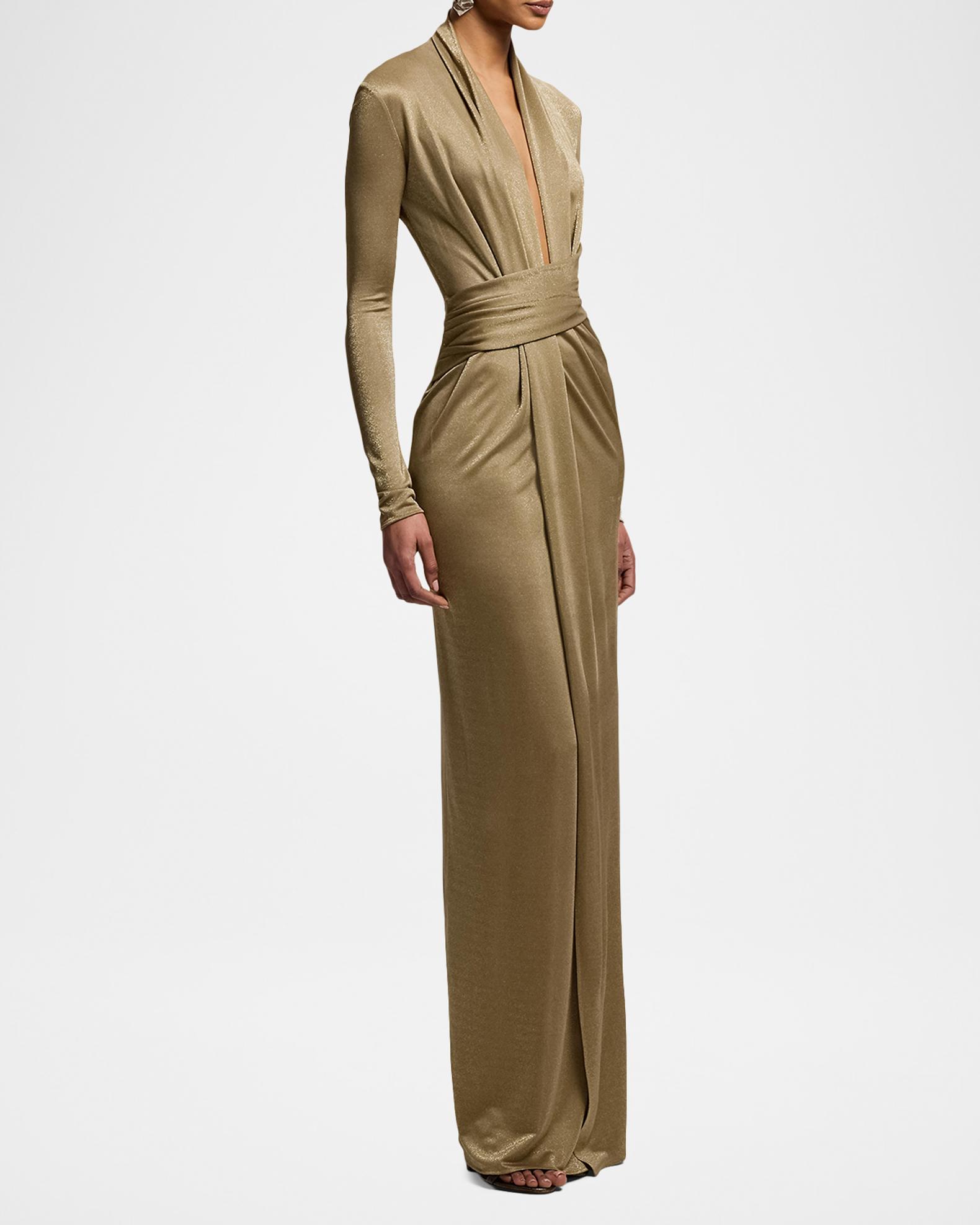 ralph lauren long sleeve formal dresses Ralph Lauren Women's Ashten Metallic Jersey Evening Dress