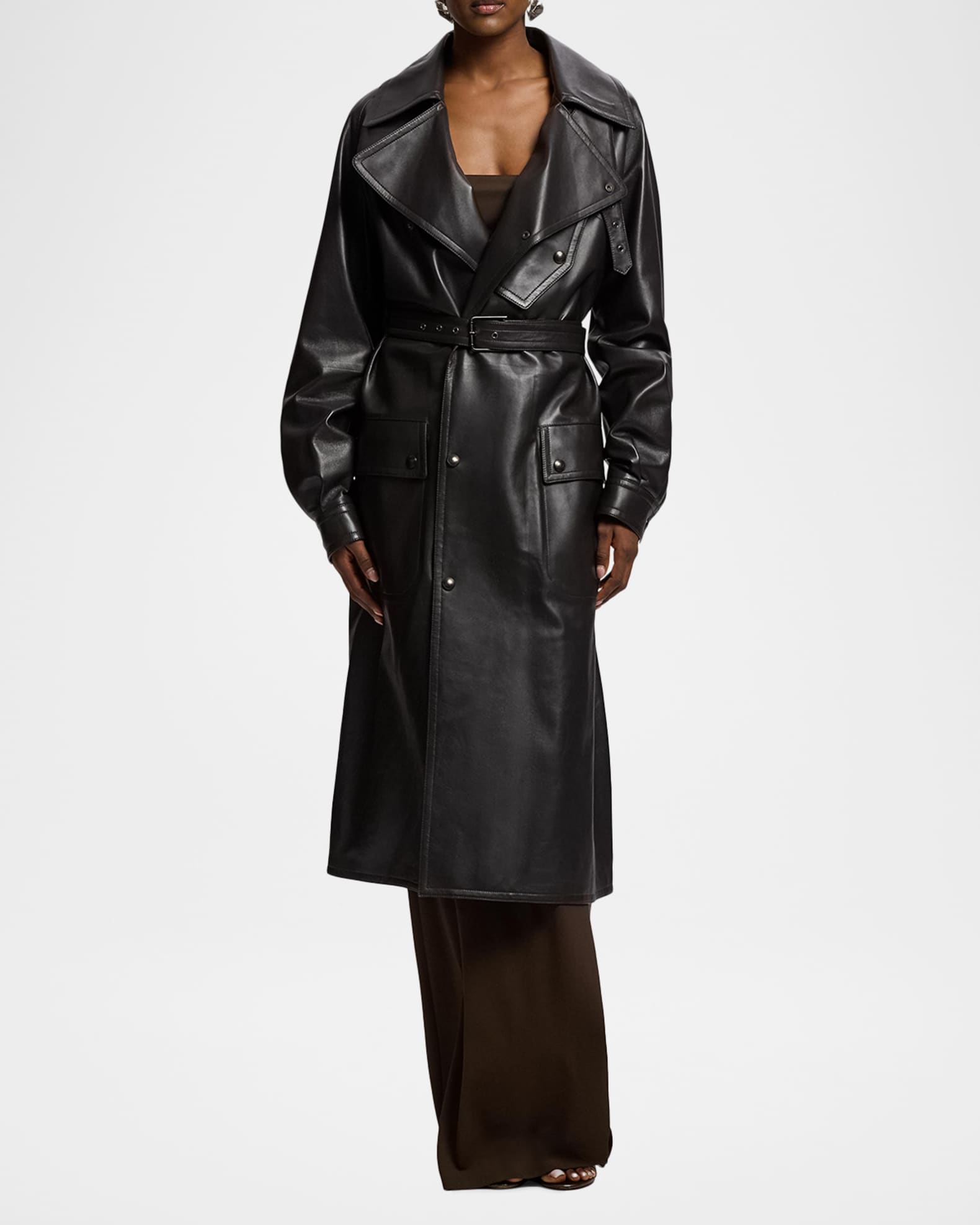 Ralph Lauren Collection Soft Leather Belted Trench Jacket | Neiman