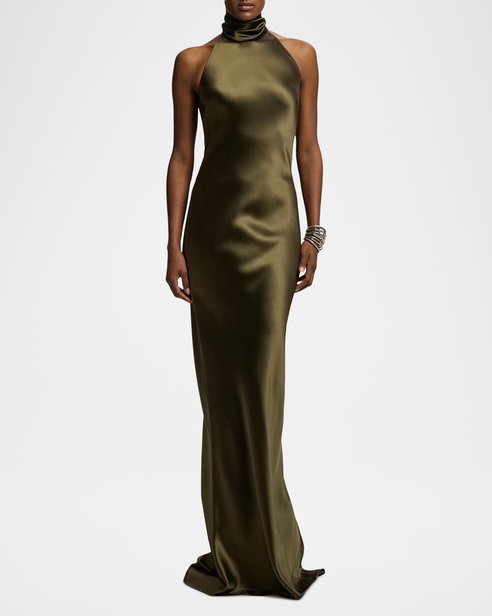 ralph lauren long evening dresses Briar Metallic Organza Evening Dress
