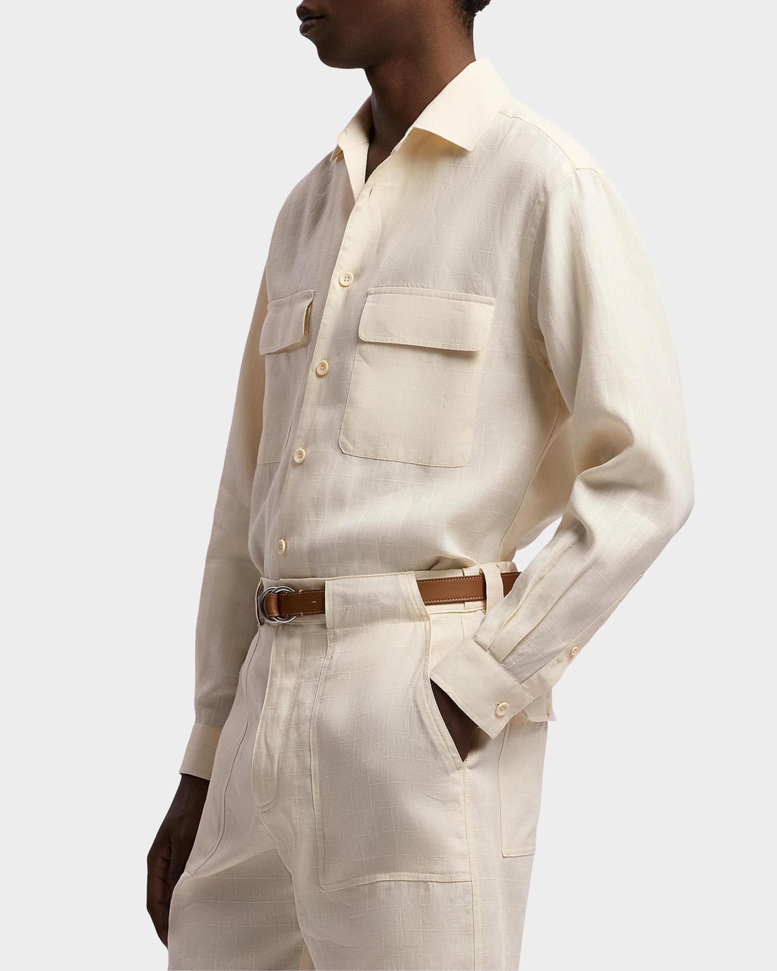 Ralph Lauren Purple Label Men's Relaxed Fit Windowpane Linen Shirt