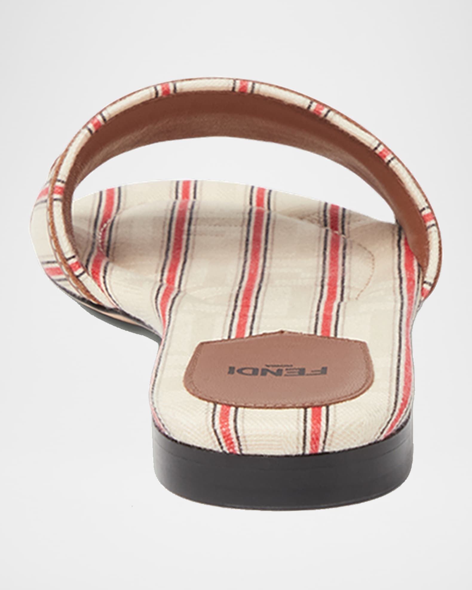 Fendi Logo Striped Canvas Slide Sandals | Neiman Marcus