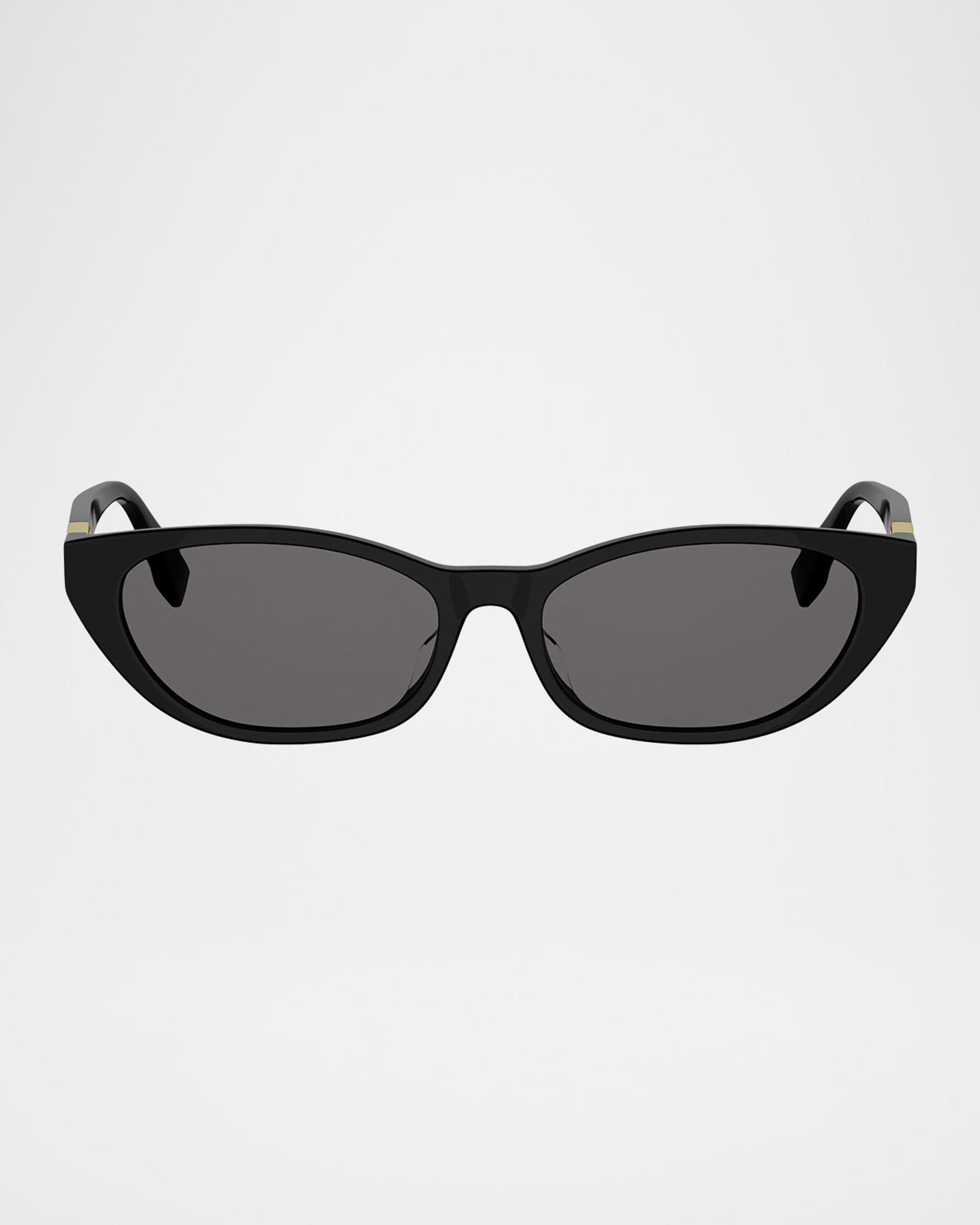 FENDI Quiet Luxury Italian Black Oversized Rnd/Cat Eye Women\'s Sunglasses 55-21 Fendi Oversized F Logo Acetate Cat-Eye Sunglasses | Neiman  main image 3