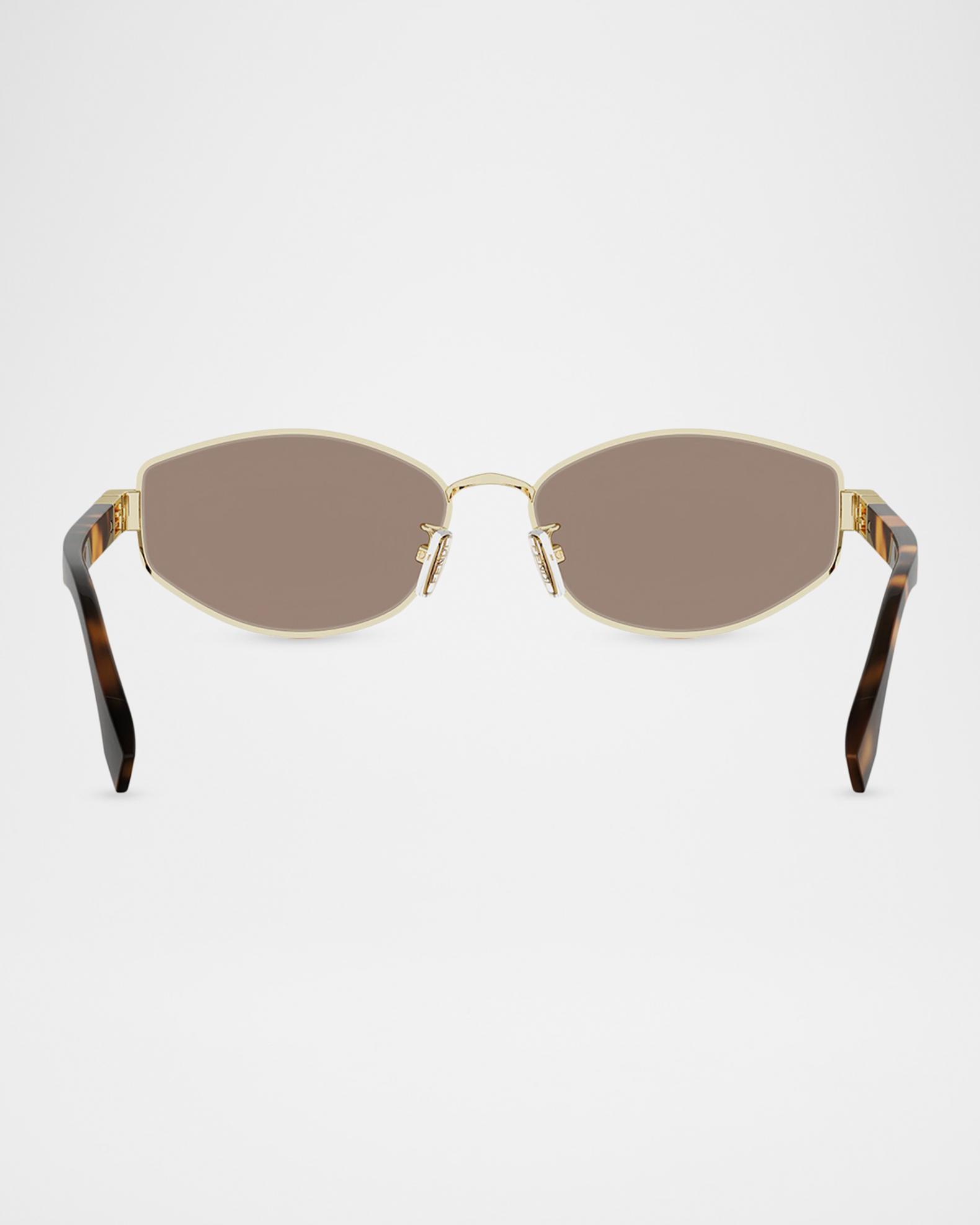 Fendi Baguette 56mm Metal Oval Sunglasses | Neiman Marcus display picture 3