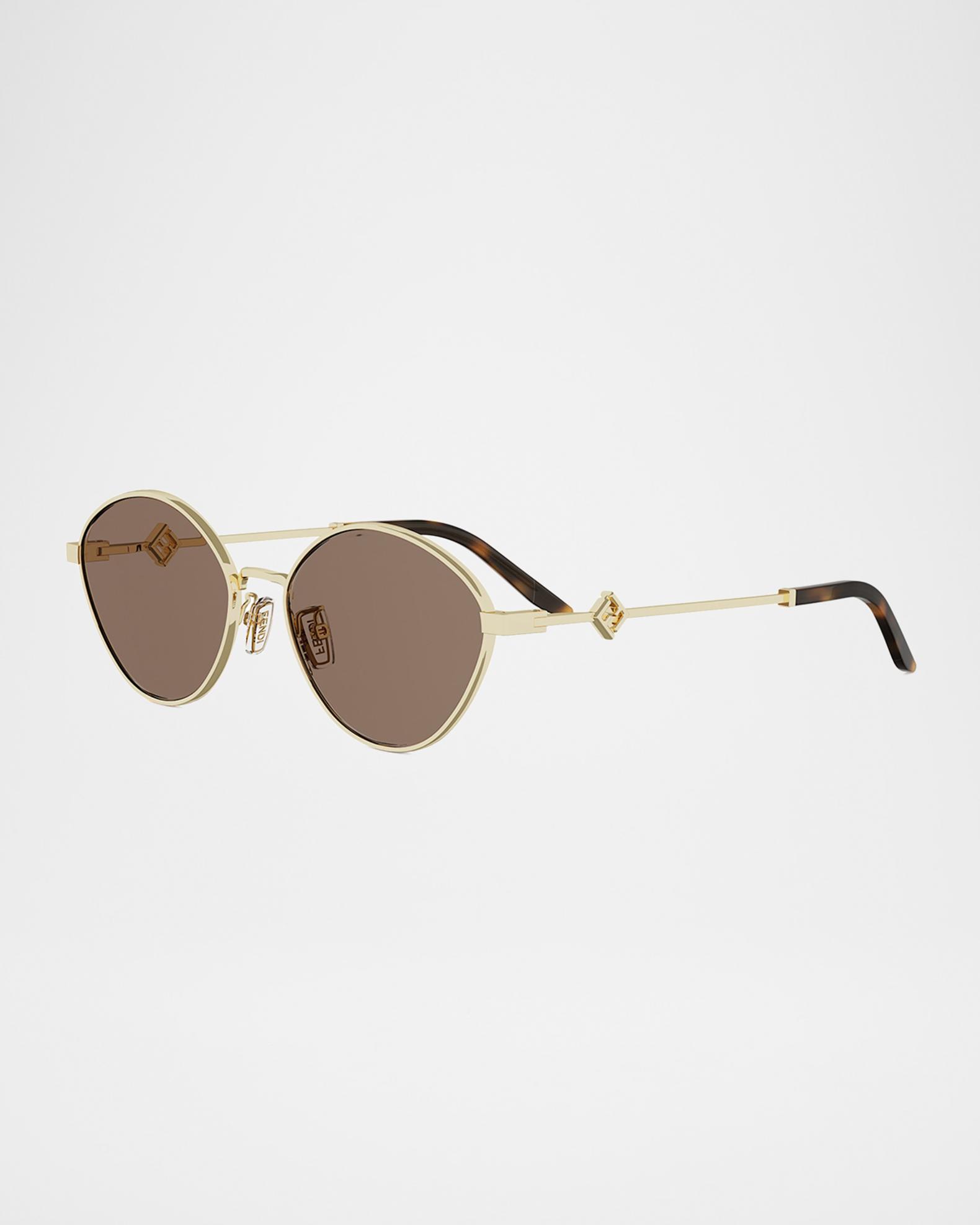 Fendi FF Diamonds 55mm Metal Oval Sunglasses | Neiman Marcus