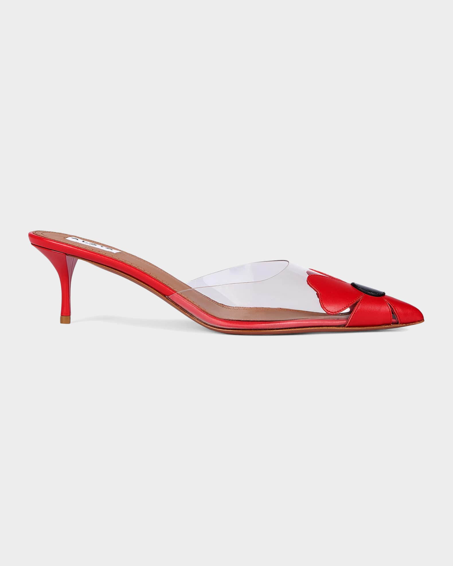 ALAIA 55mm Bloom Leather Transparent Mule Pumps | Neiman Marcus