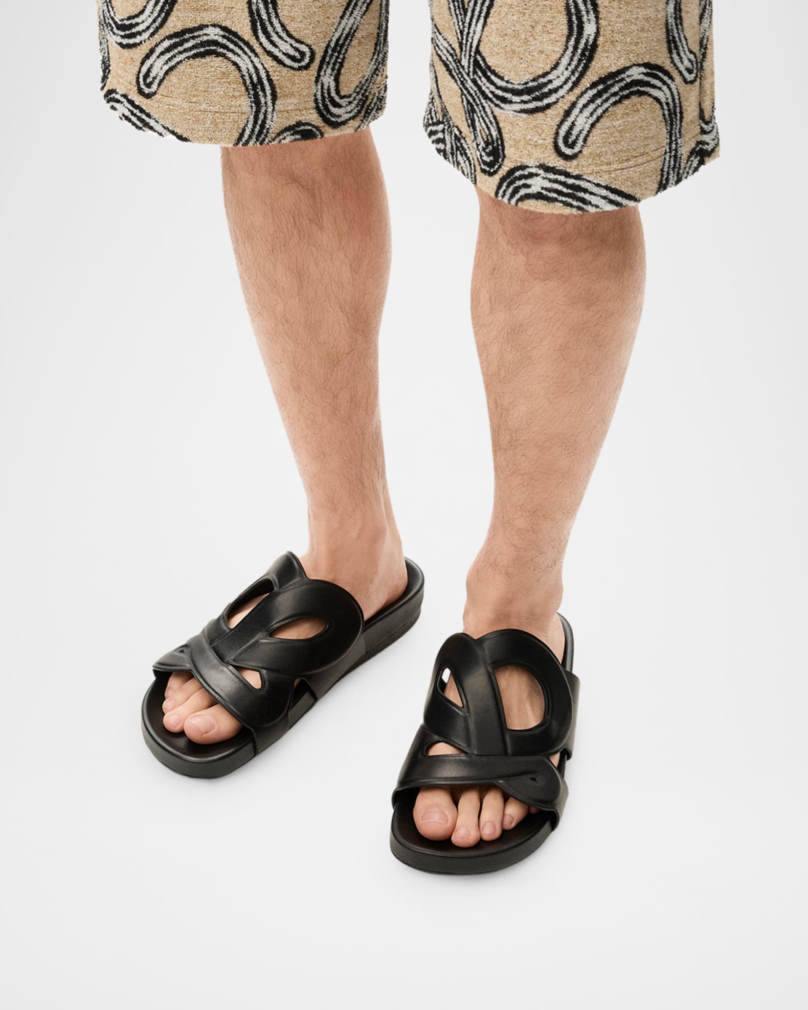 Loewe x Paula's Ibiza Men's Ease Monogram Leather Sandals | Neiman